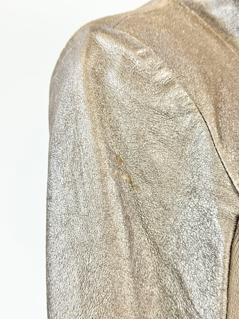 Husk Frosted Taupe Lamb Leather Jacket - AU8/10