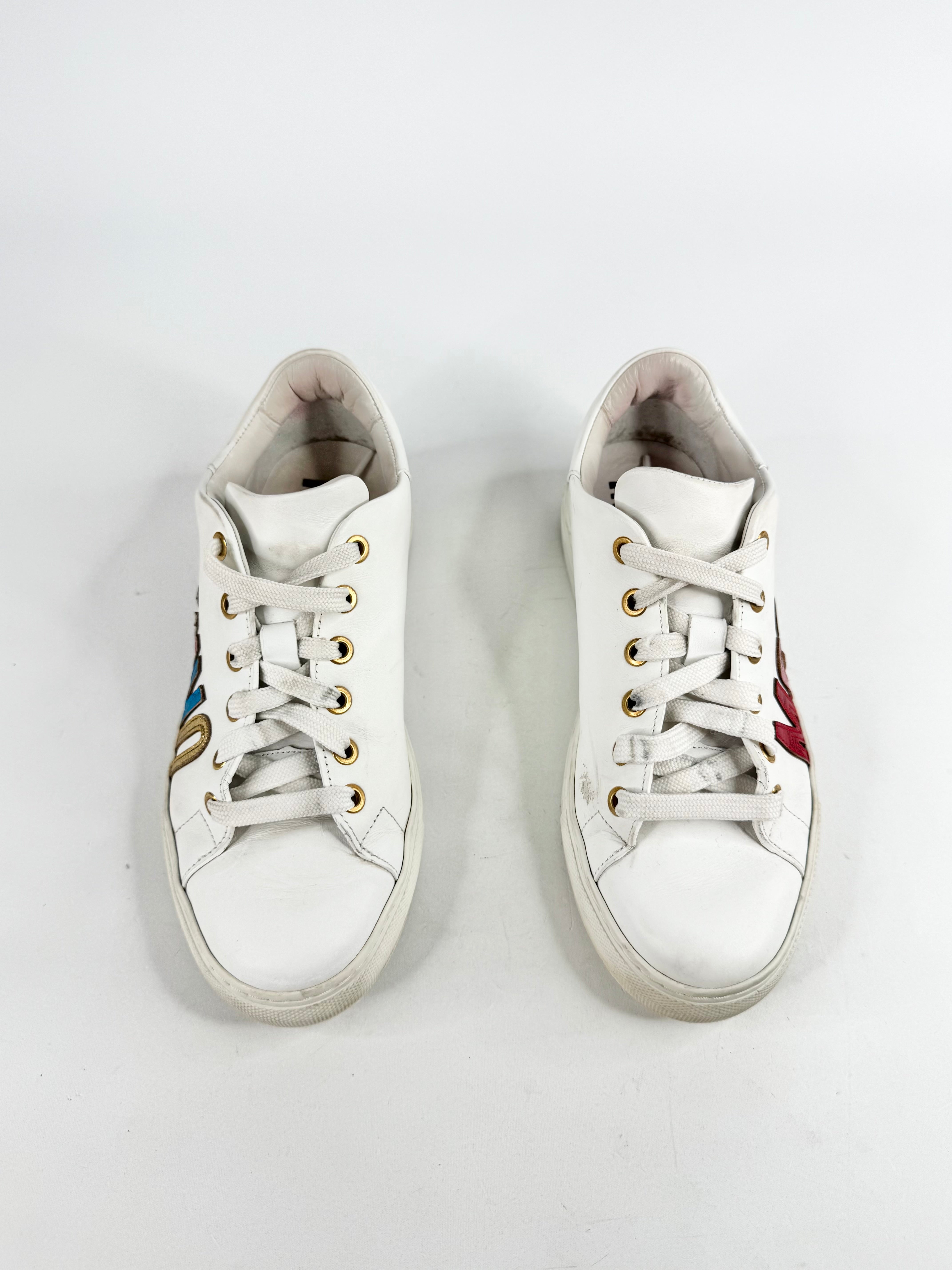 Moschino White Rainbow Logo Sneakers - EU36