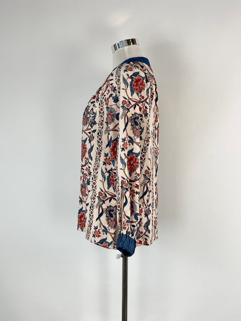 Once Was Fawn & Navy Blue Floral Tunic - AU10