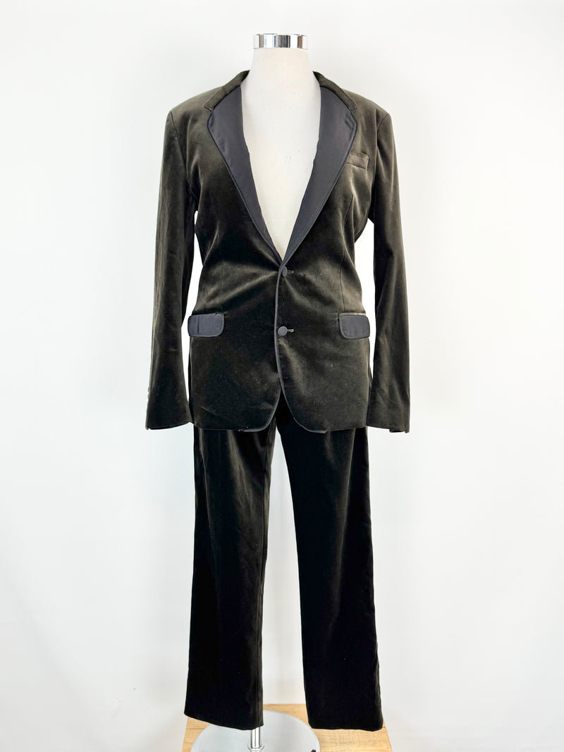 Dolce & Gabbana Wood Deep Brown Velvet Suit - 50