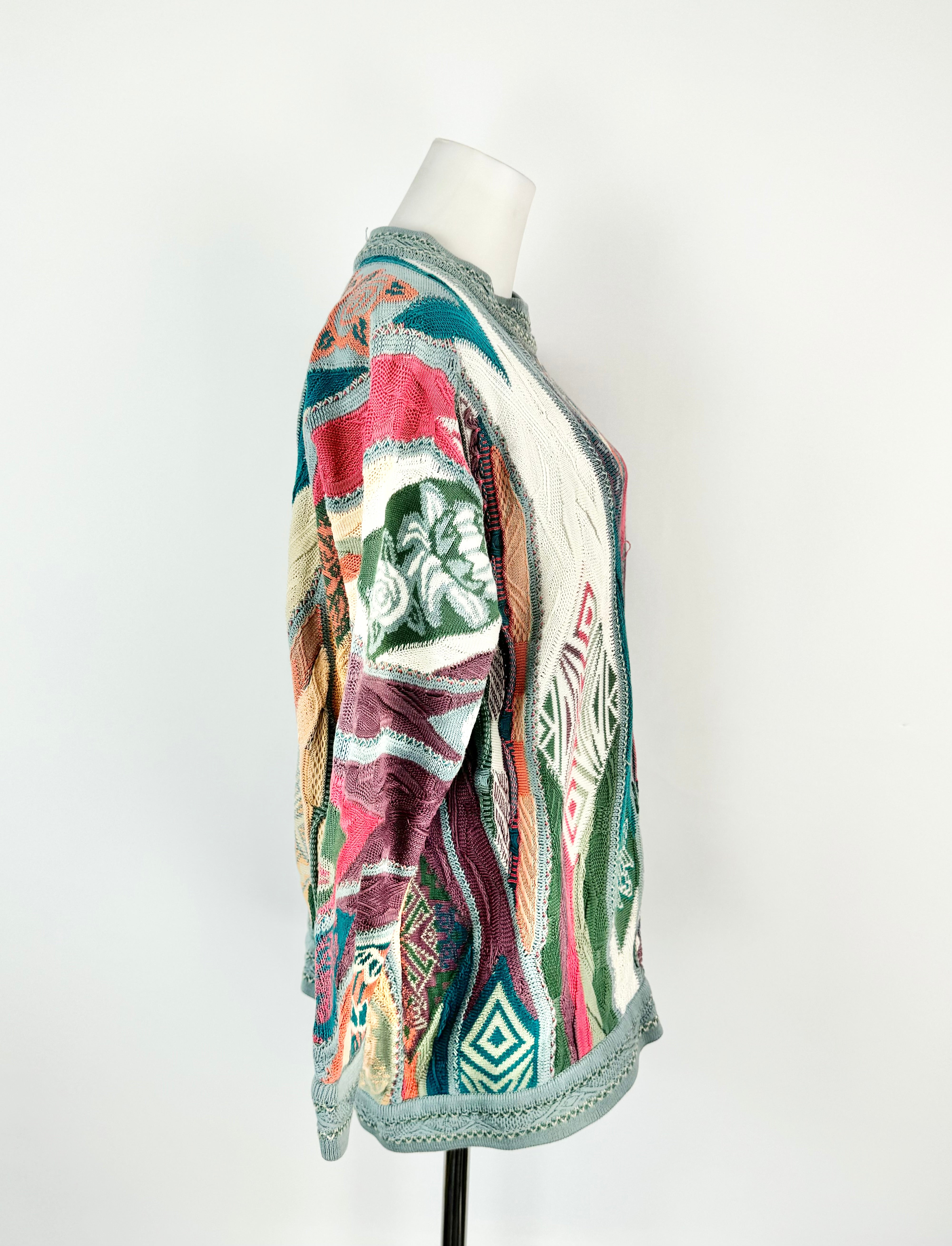 Vintage Coogi Blue Half Length 3D Sweater - S/M