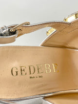 Gedebe Silver Bejeweled Leather Sandals - EU37