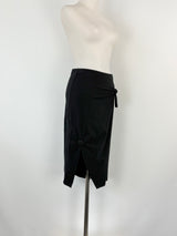 Helmut Lang Stretchy Black Knot-Detail Midi Skirt - AU8