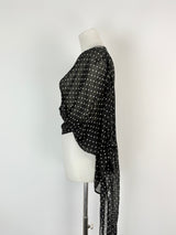 Maria Grazia Severi Black & White Dotted Sheer Wrap Blouse - AU10