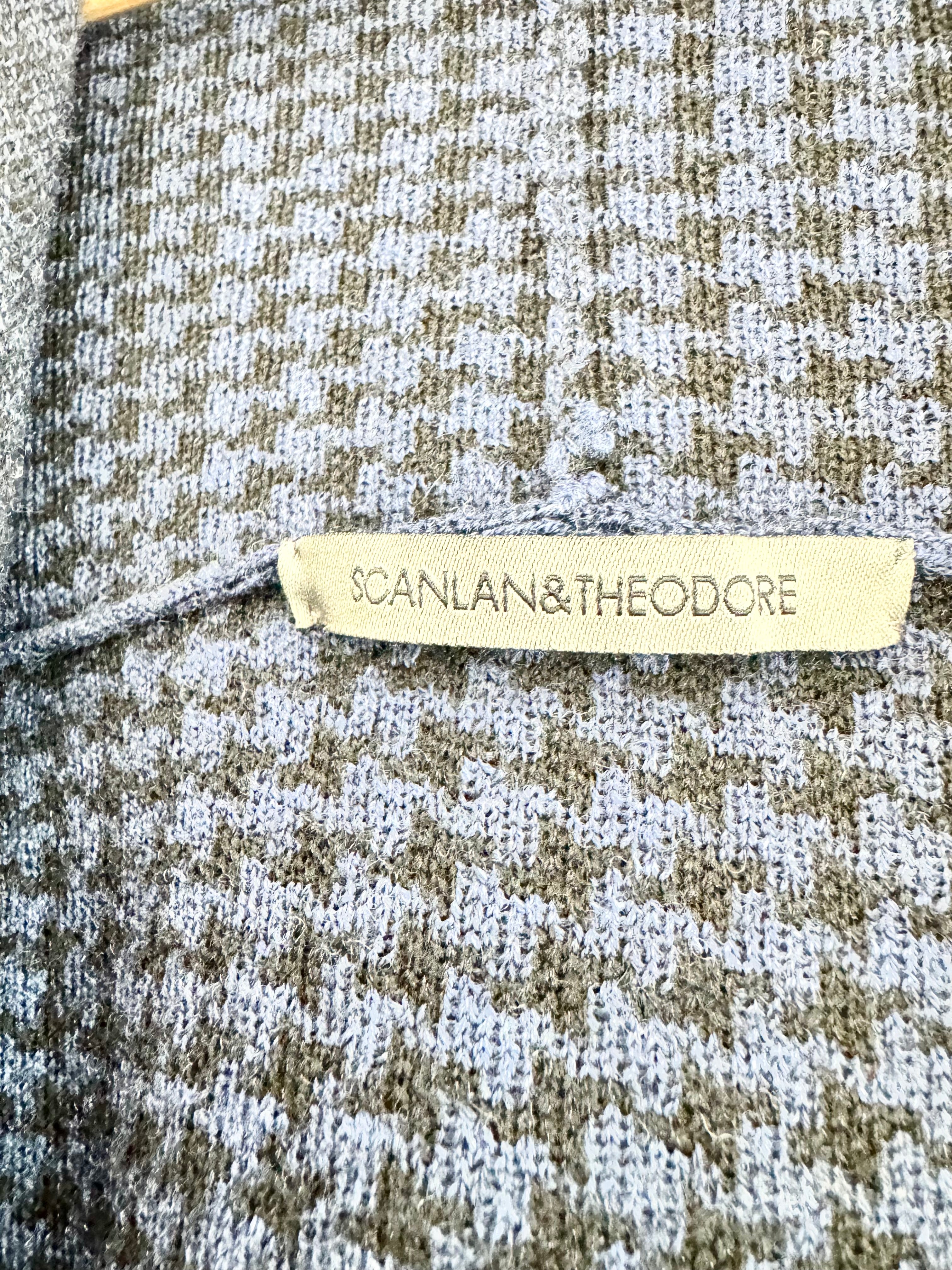 Scanlan Theodore Navy & Charcoal Houndstooth Pattern Mesh Match Cardigan - AU8/10