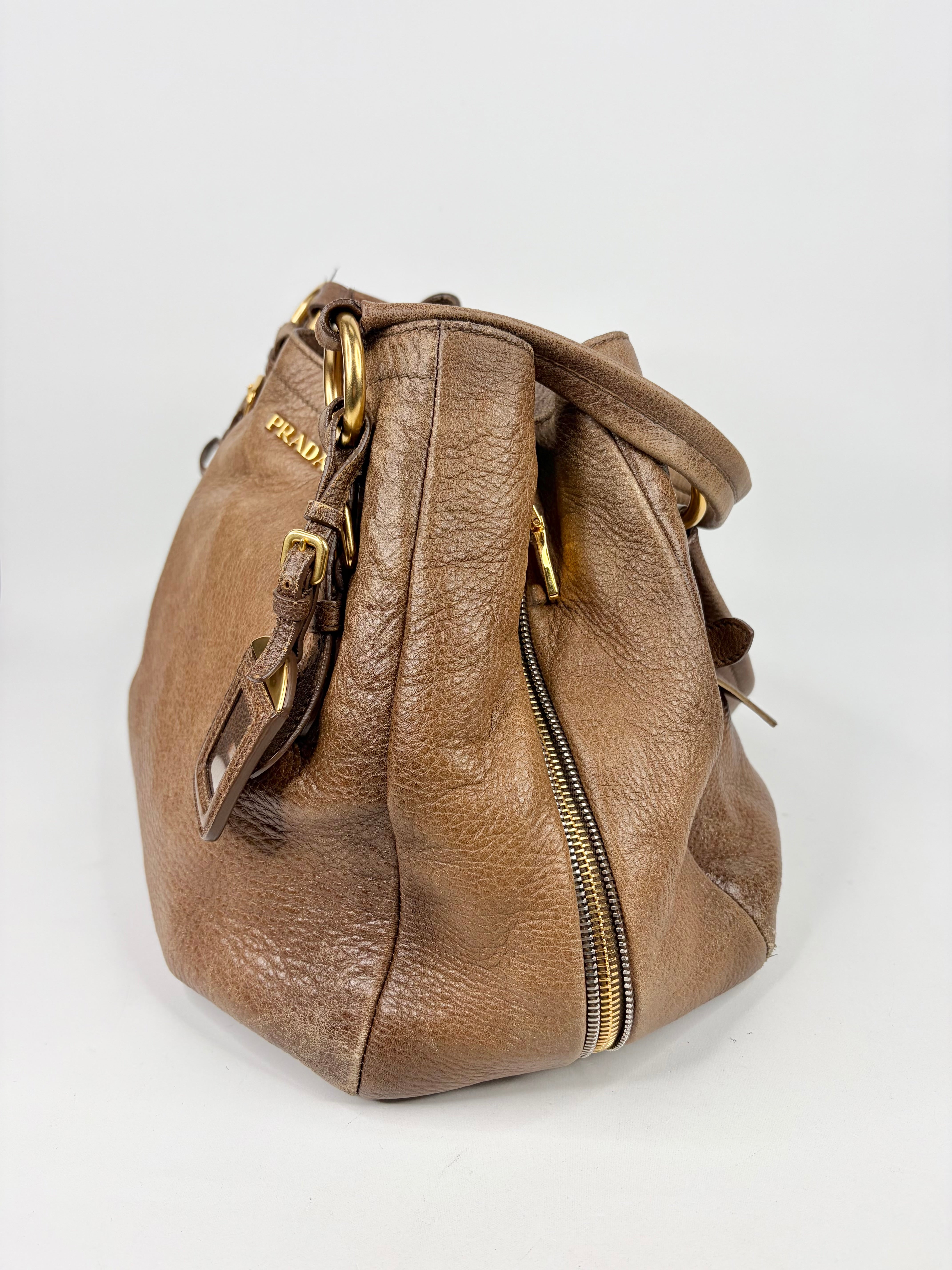 Prada Faun Vitello Diano Hobo Bag