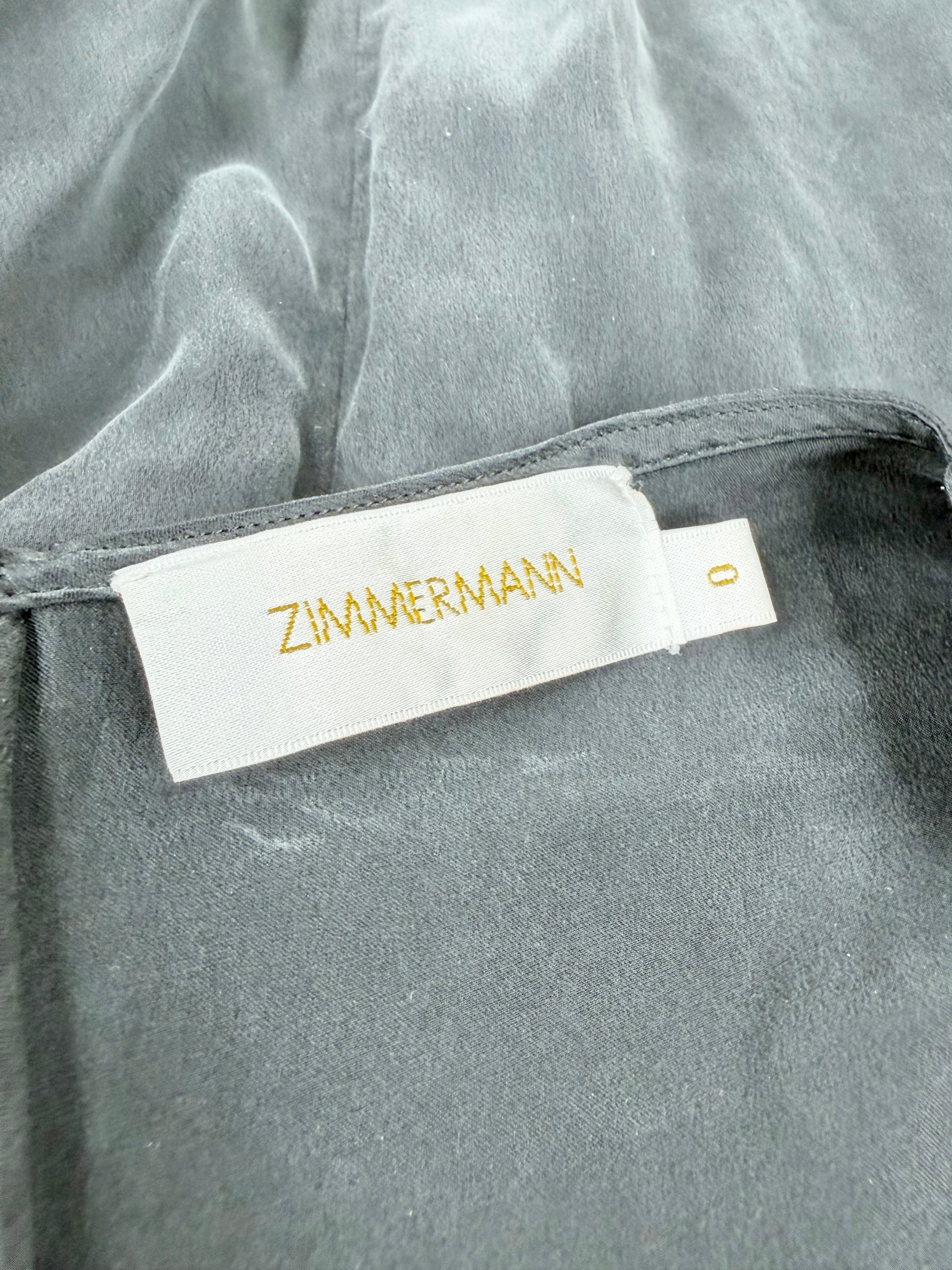 Zimmermann Black Washed Silk Frilled Playsuit - AU6/8