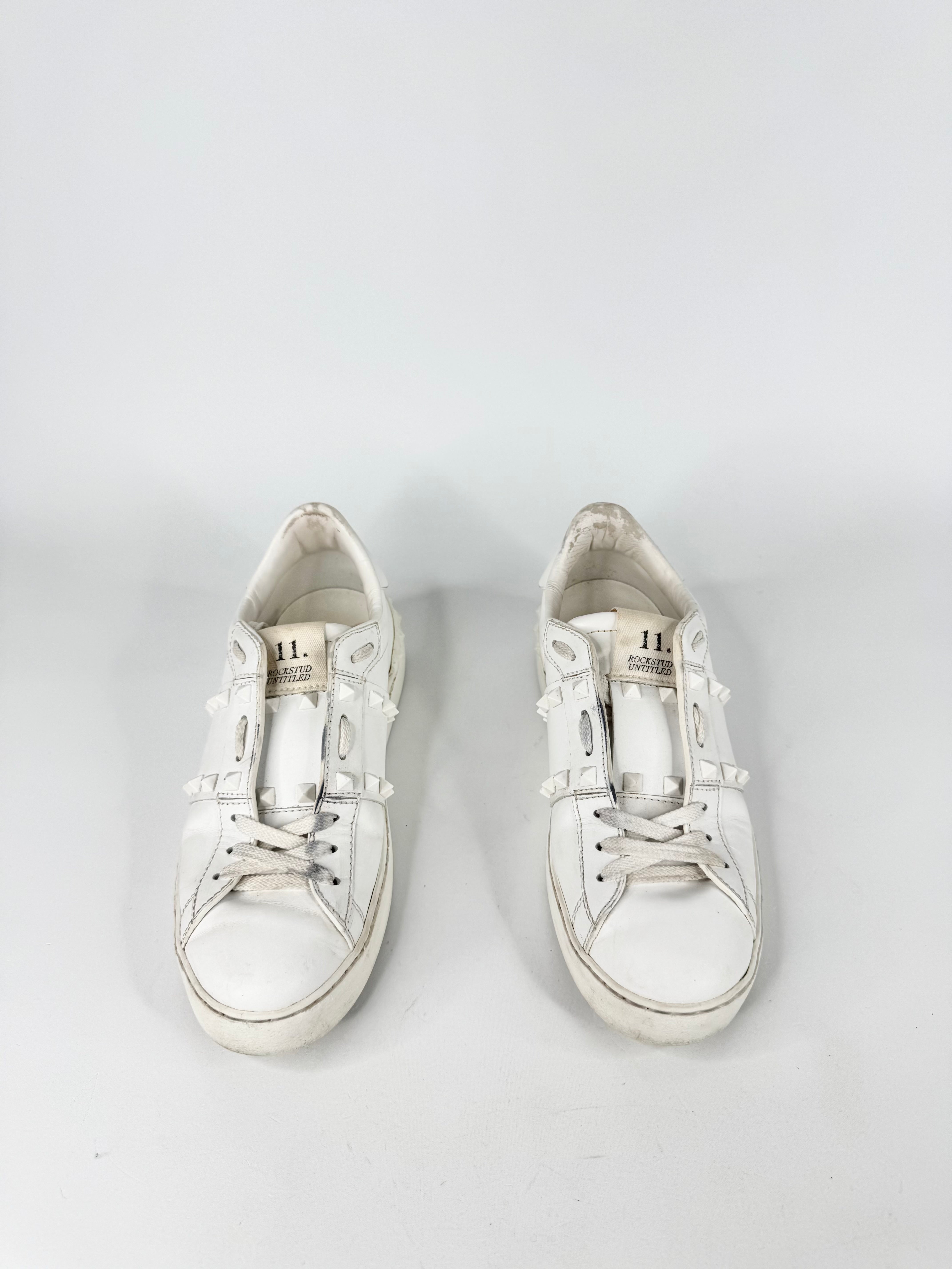 Valentino Garavani 'Rockstud Untitled' White Leather Sneakers - EU38