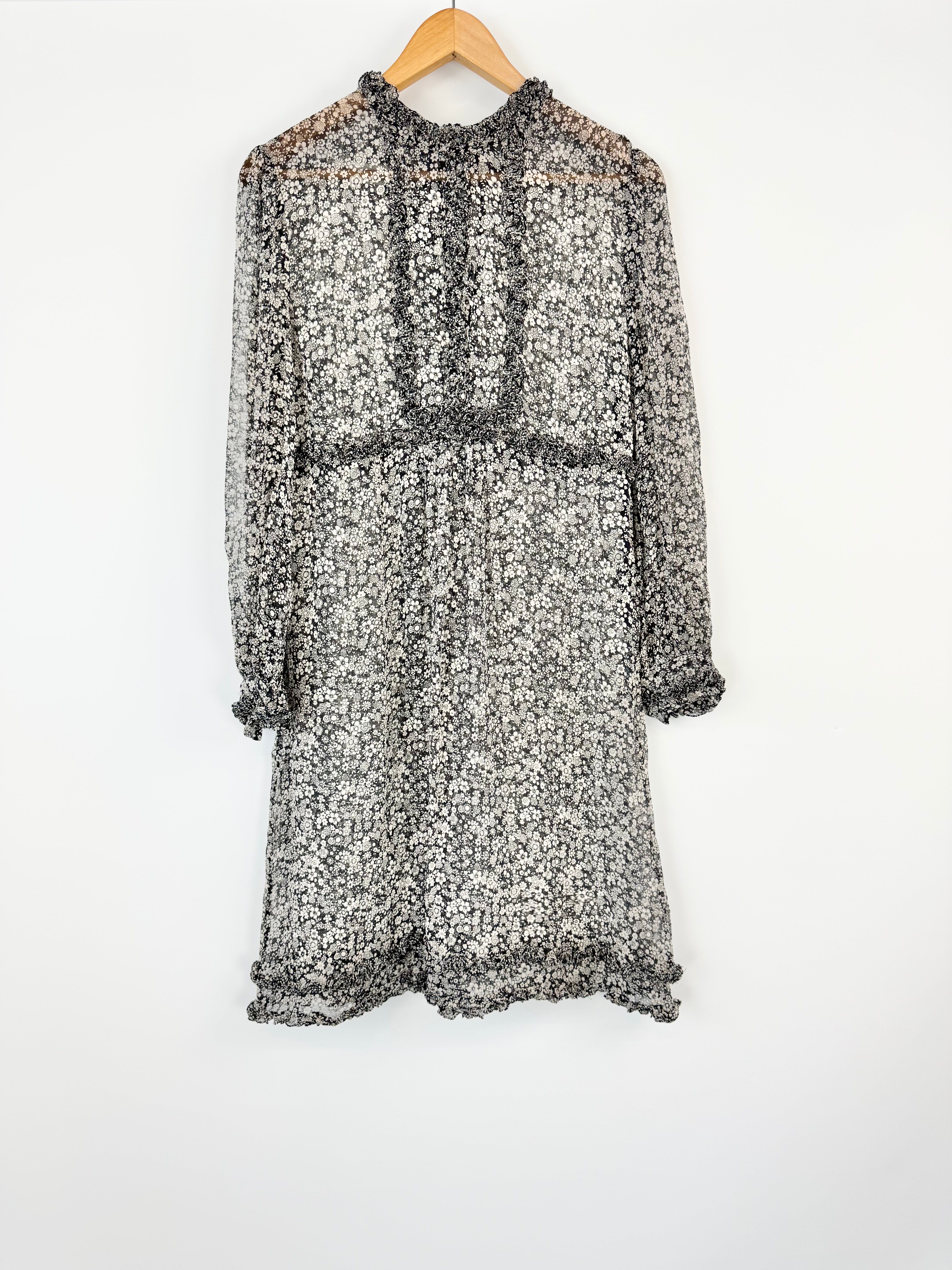 By Malene Birger Black & White Microfloral Dress - AU8