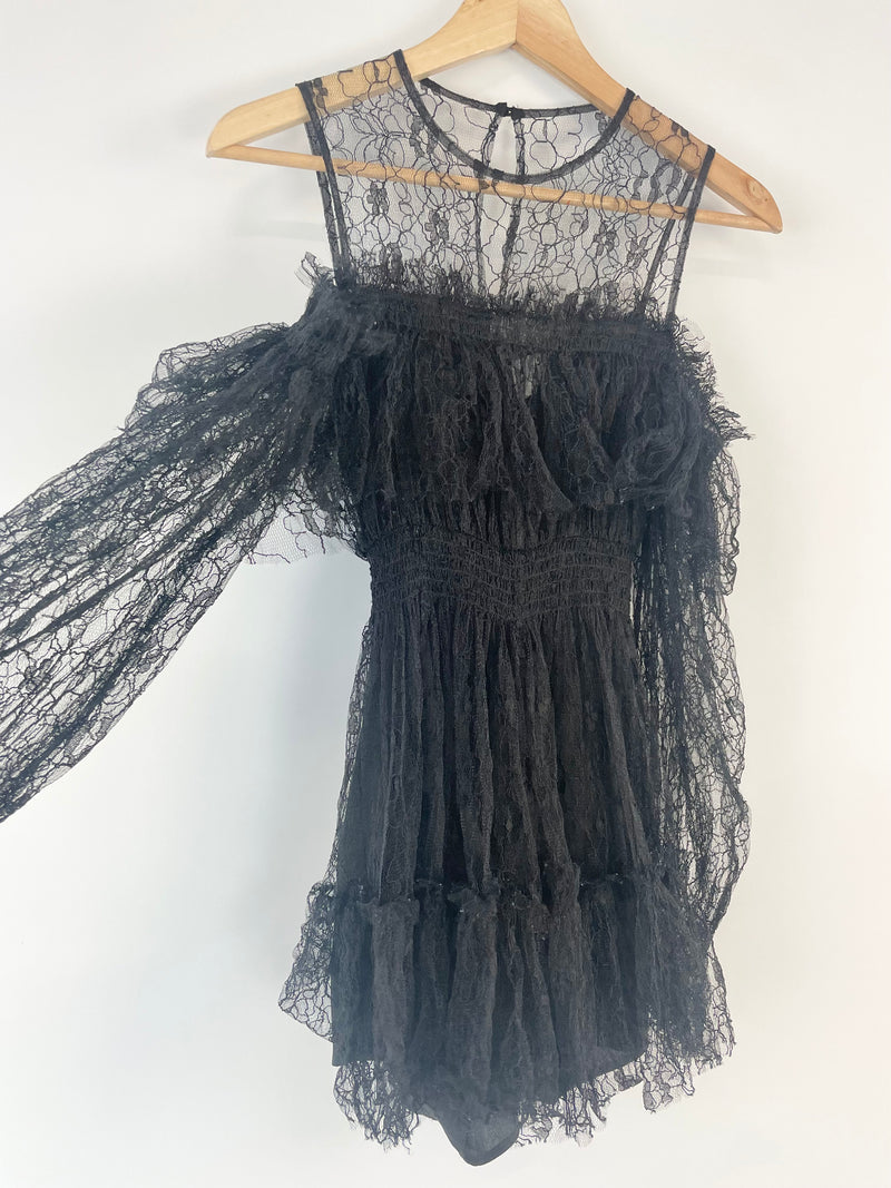 Alice McCall Black Lace 'In A Million PS' Off-Shoulder Playsuit - AU6/8