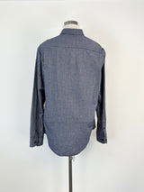 Armani Collezioni Pigeon Blue Felted-Square Pattern Shirt - XL
