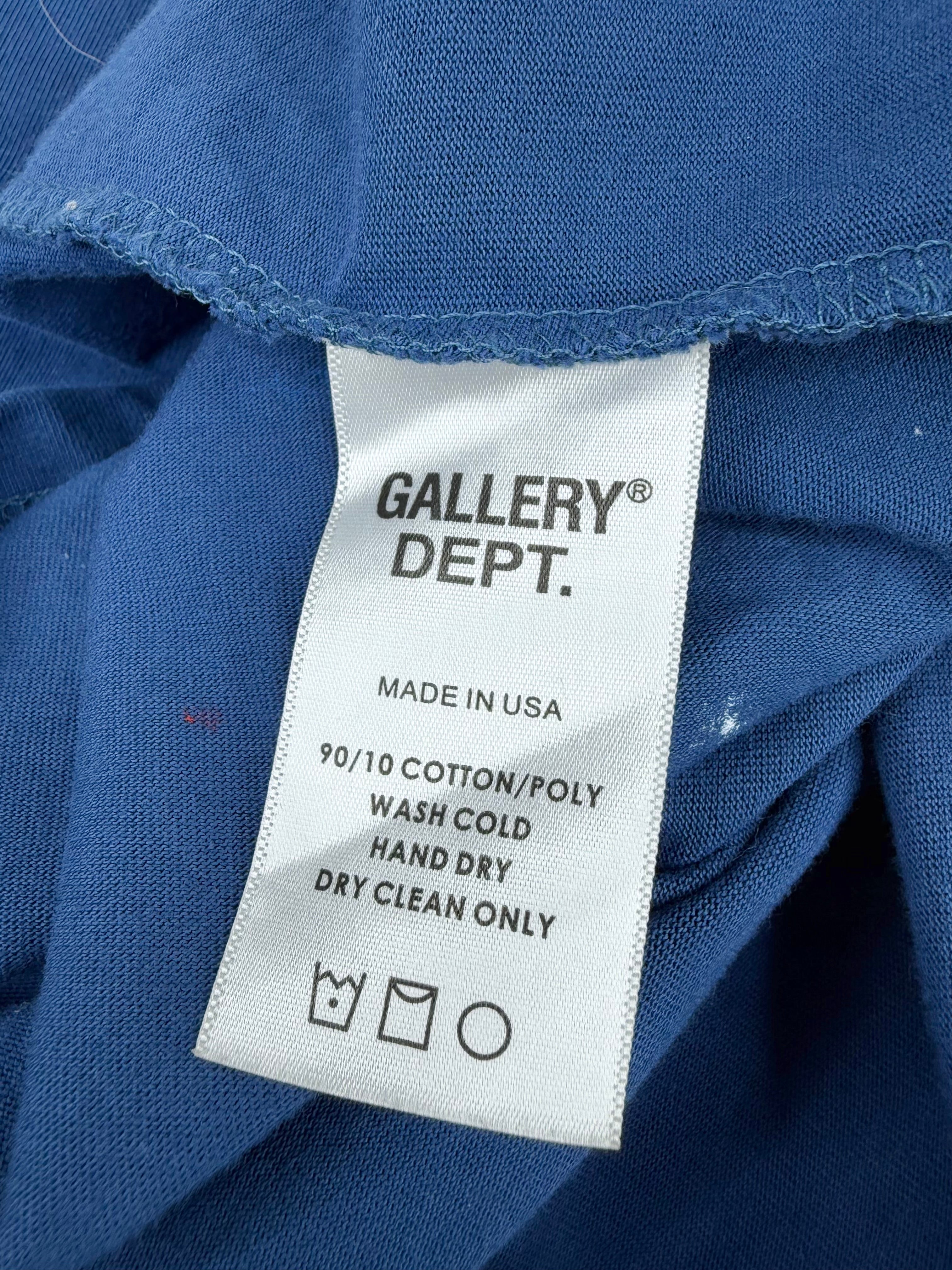 Gallery Department Blue Paint Splattered Cream Logo T-Shirt - XL