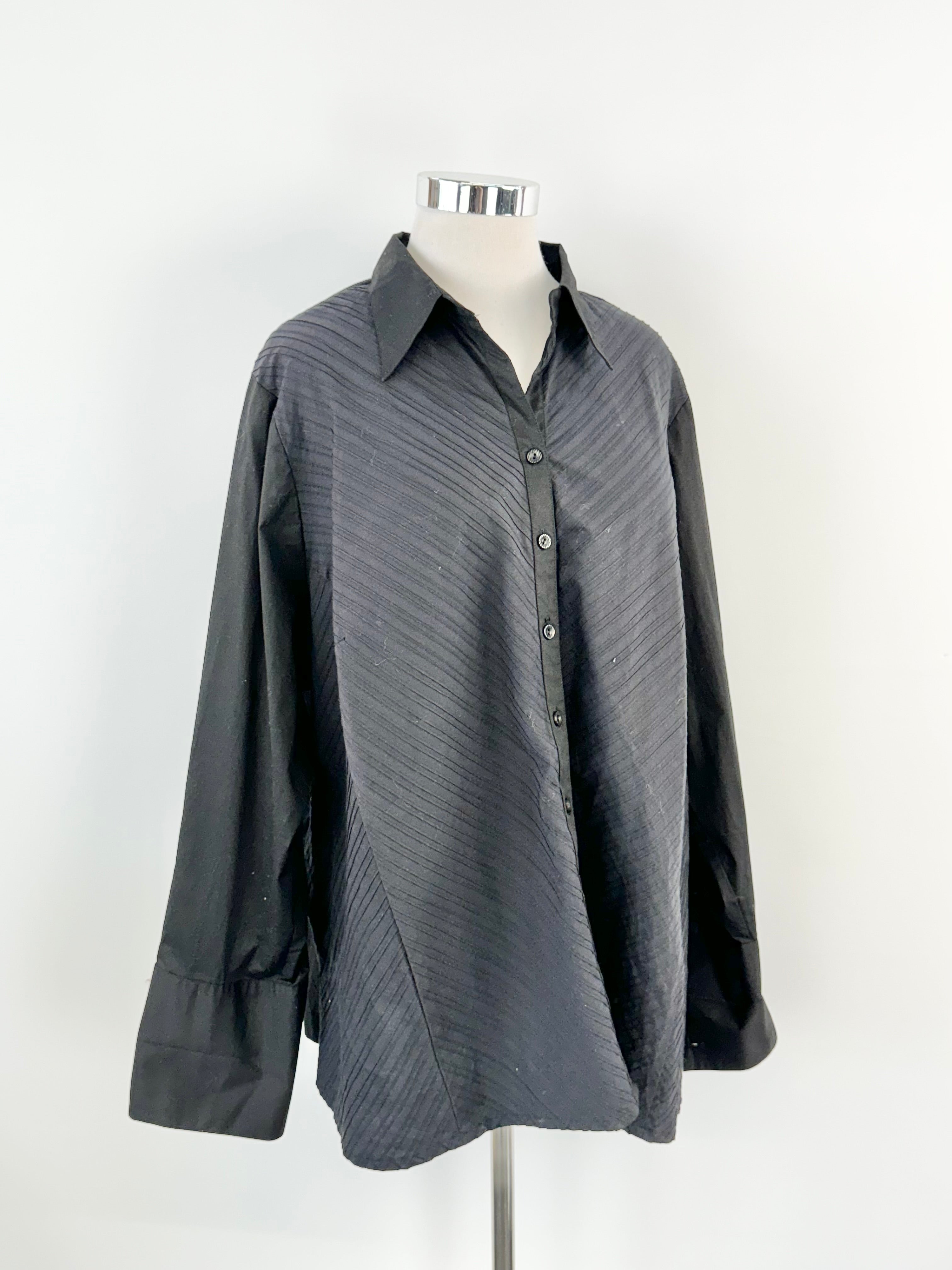 E the Label Black Pintuck Oversized Blouse - AU14