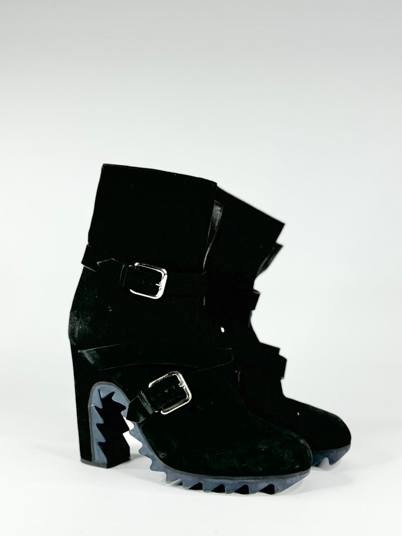 Jil Sanders Black Suede Heeled Boots - EU39