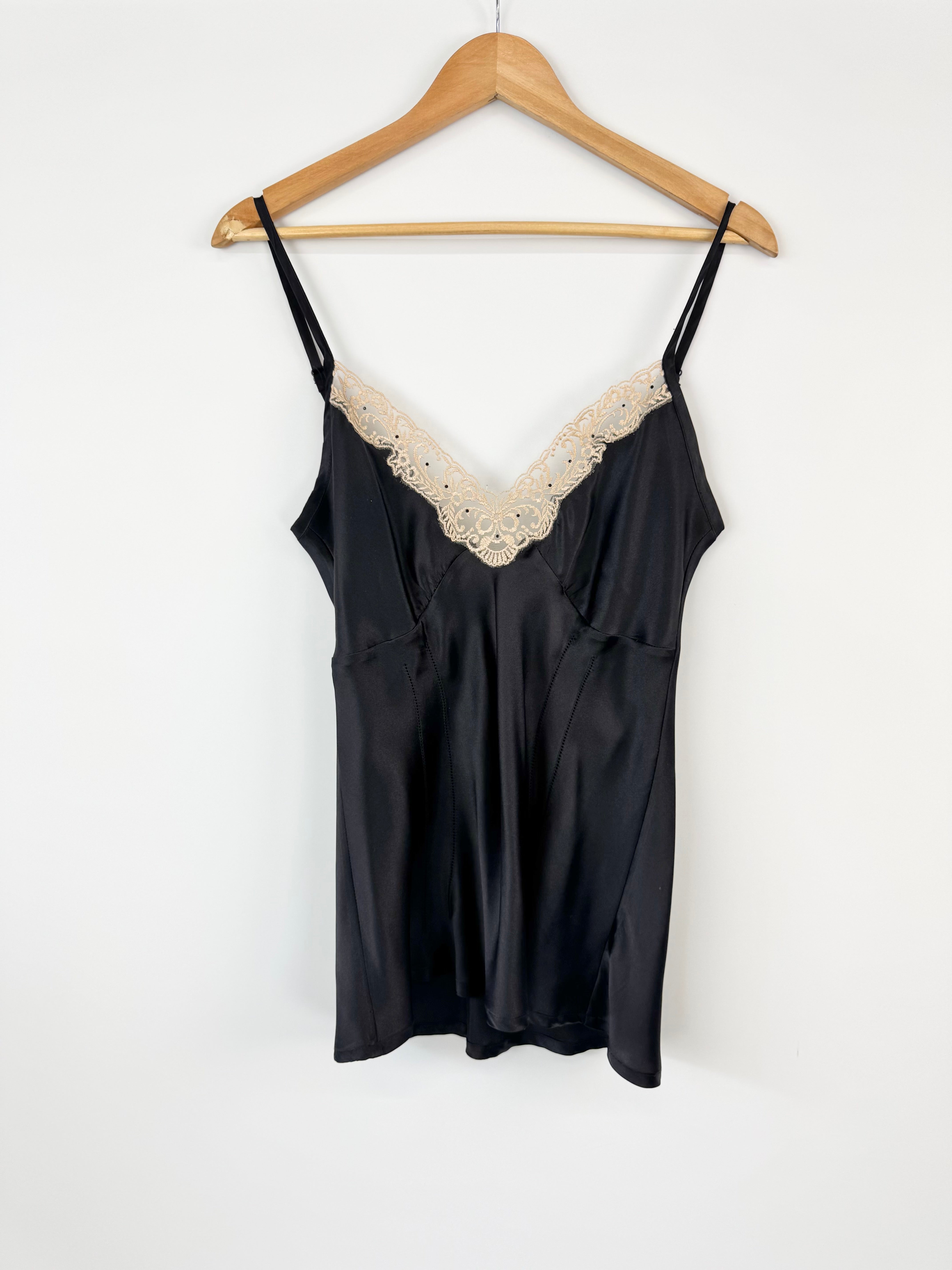 MFW Alannah Hill Black & Vanilla Silk & Lace 'Hey Sexy Girl' Singlet - AU12