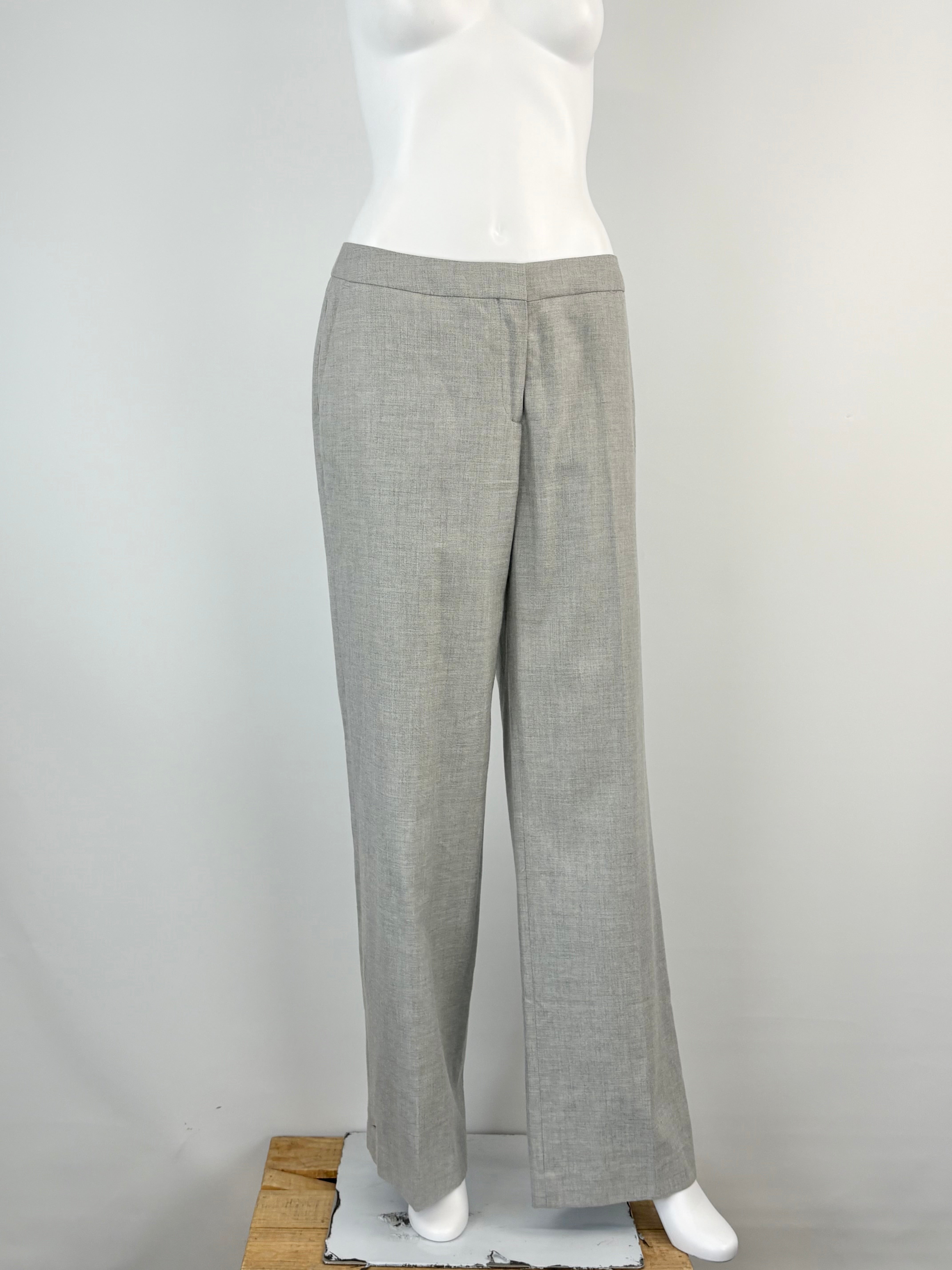 Reiss Stone Grey Wool-Blend 'Estie' Wide Leg Trousers - AU10