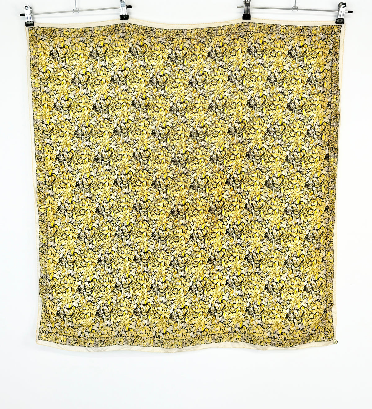 Vintage Pure Silk Black & Yellow Scarf
