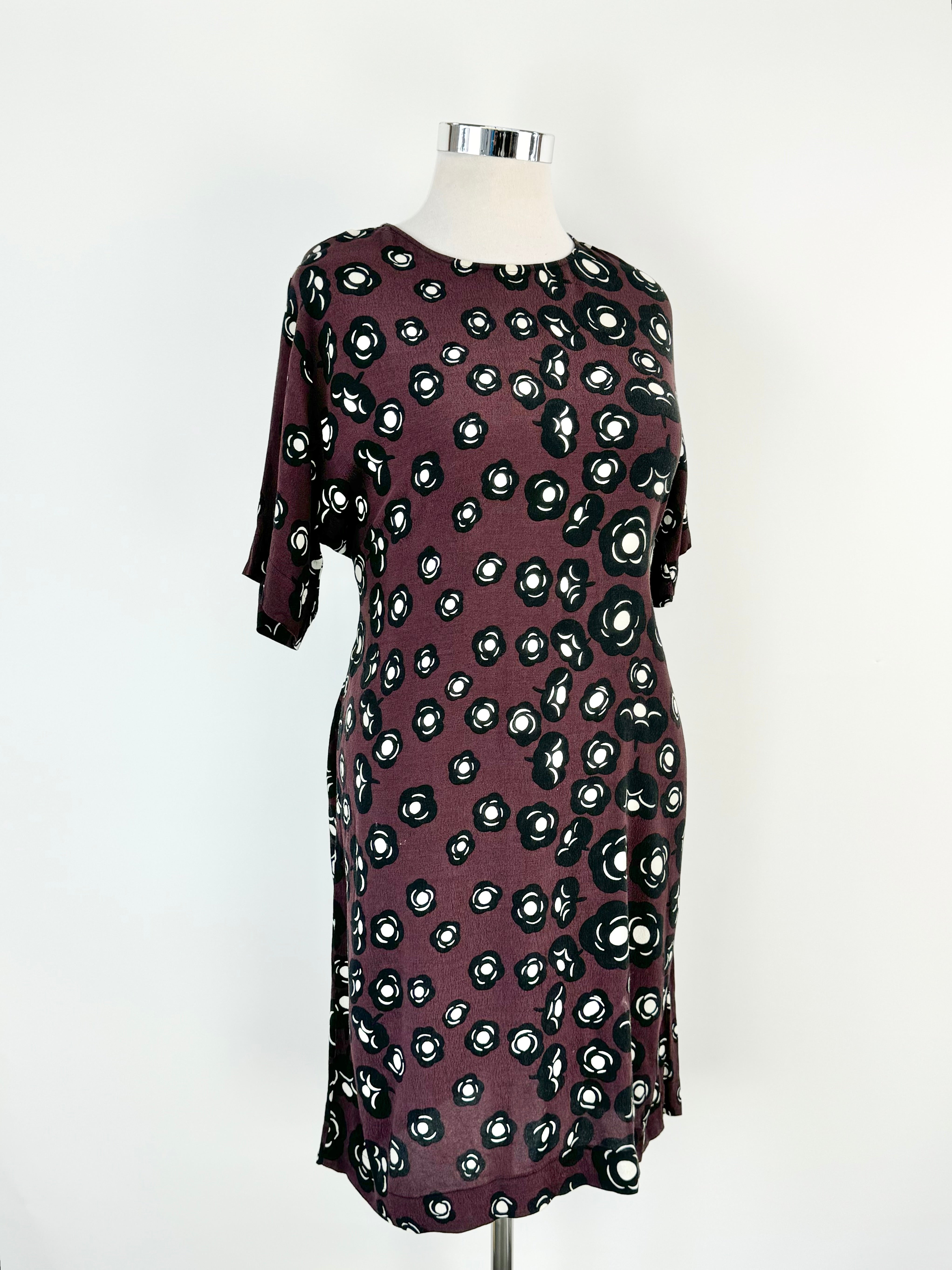 Marimekko 'Tumma' Pattern Red & Black Pattern Dress - AU8/10