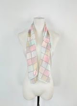 Oscar de la Renta Pastel Pink & Purple Long Silk Scarf