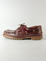 Lydiard Steelers Mahogany Leather Boat Loafers - EU44.5