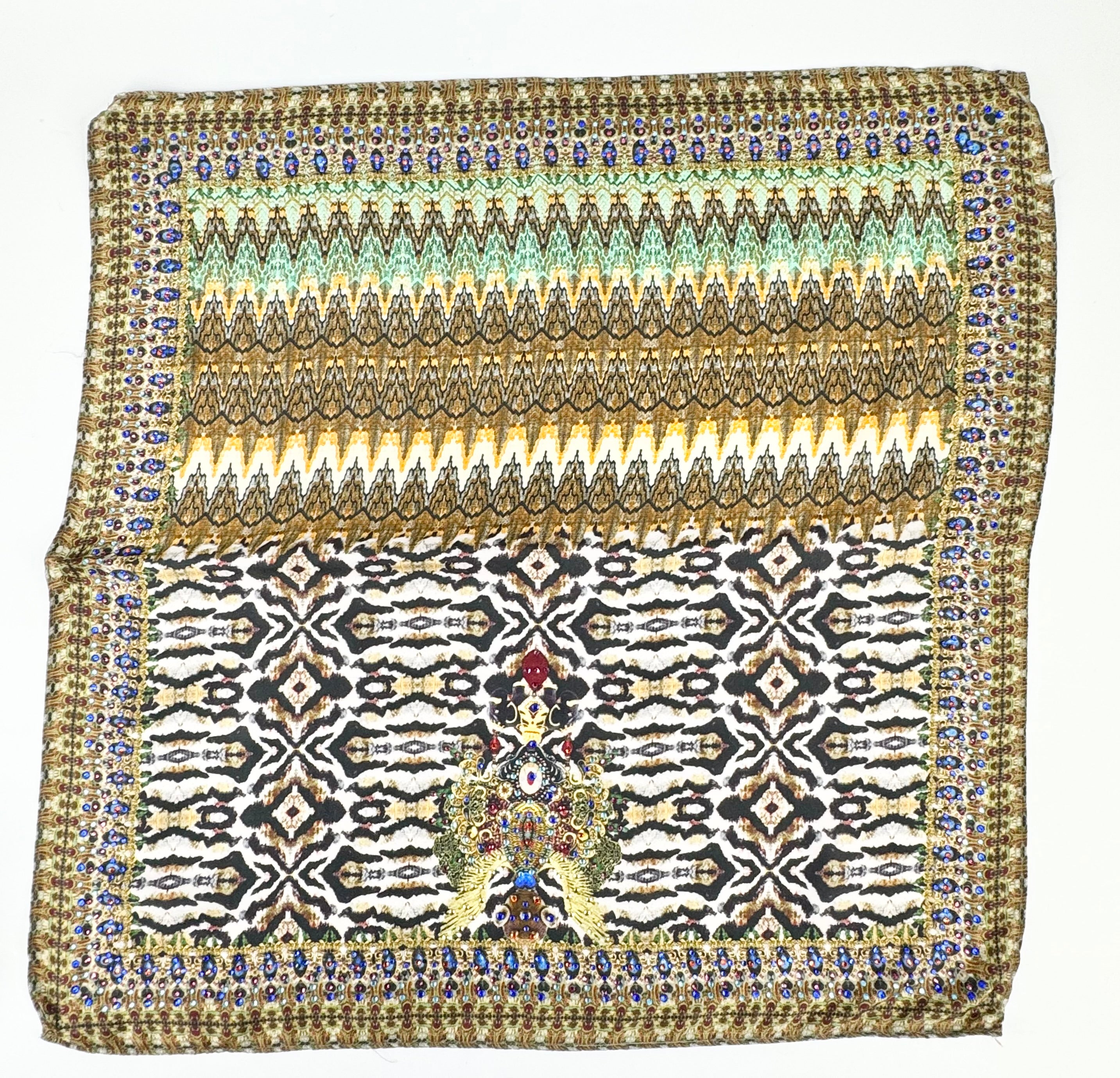 Camilla Square Silk Crystal Studded Scarf