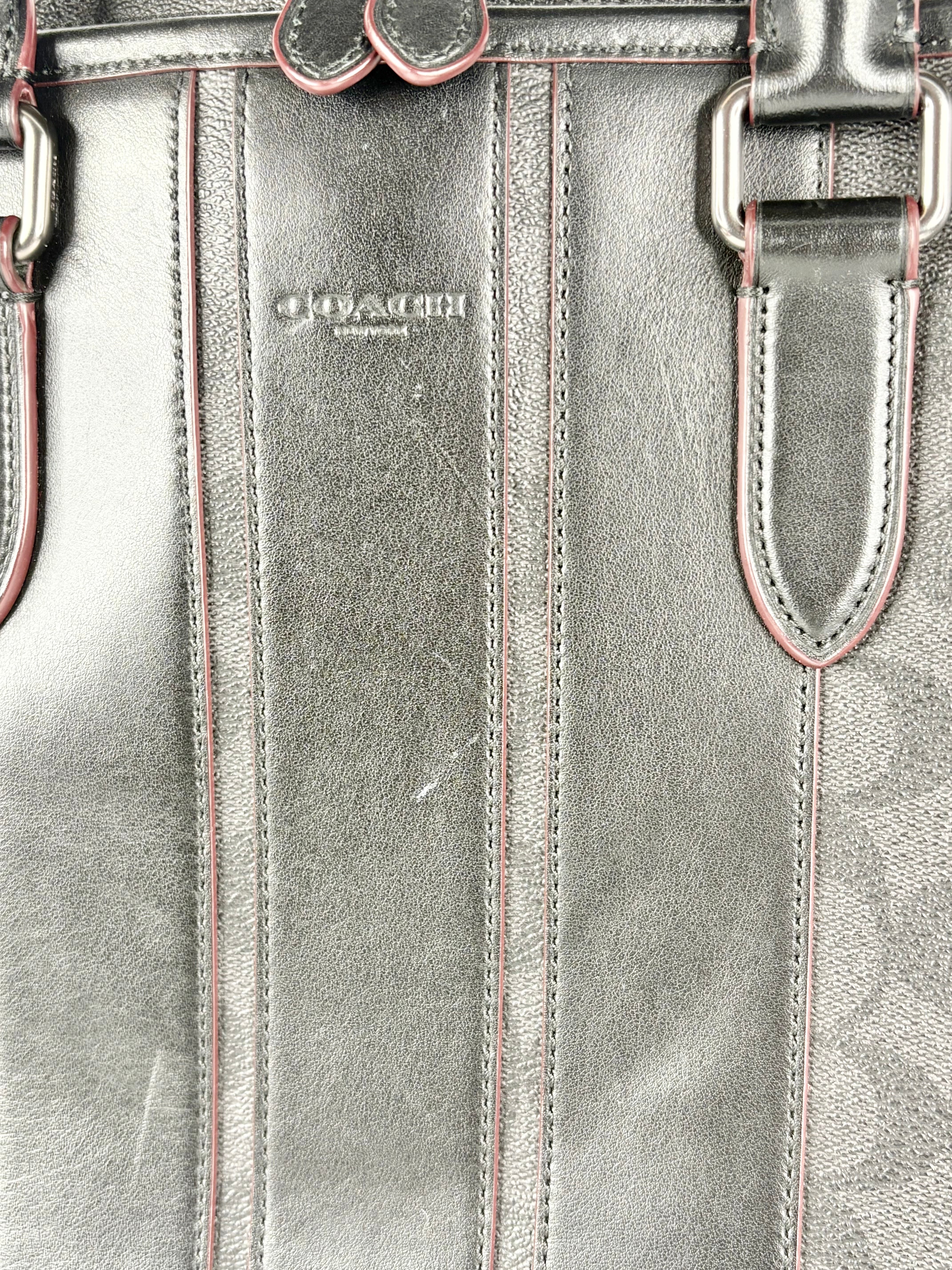 Coach Black Leather Monogrammed Briefcase