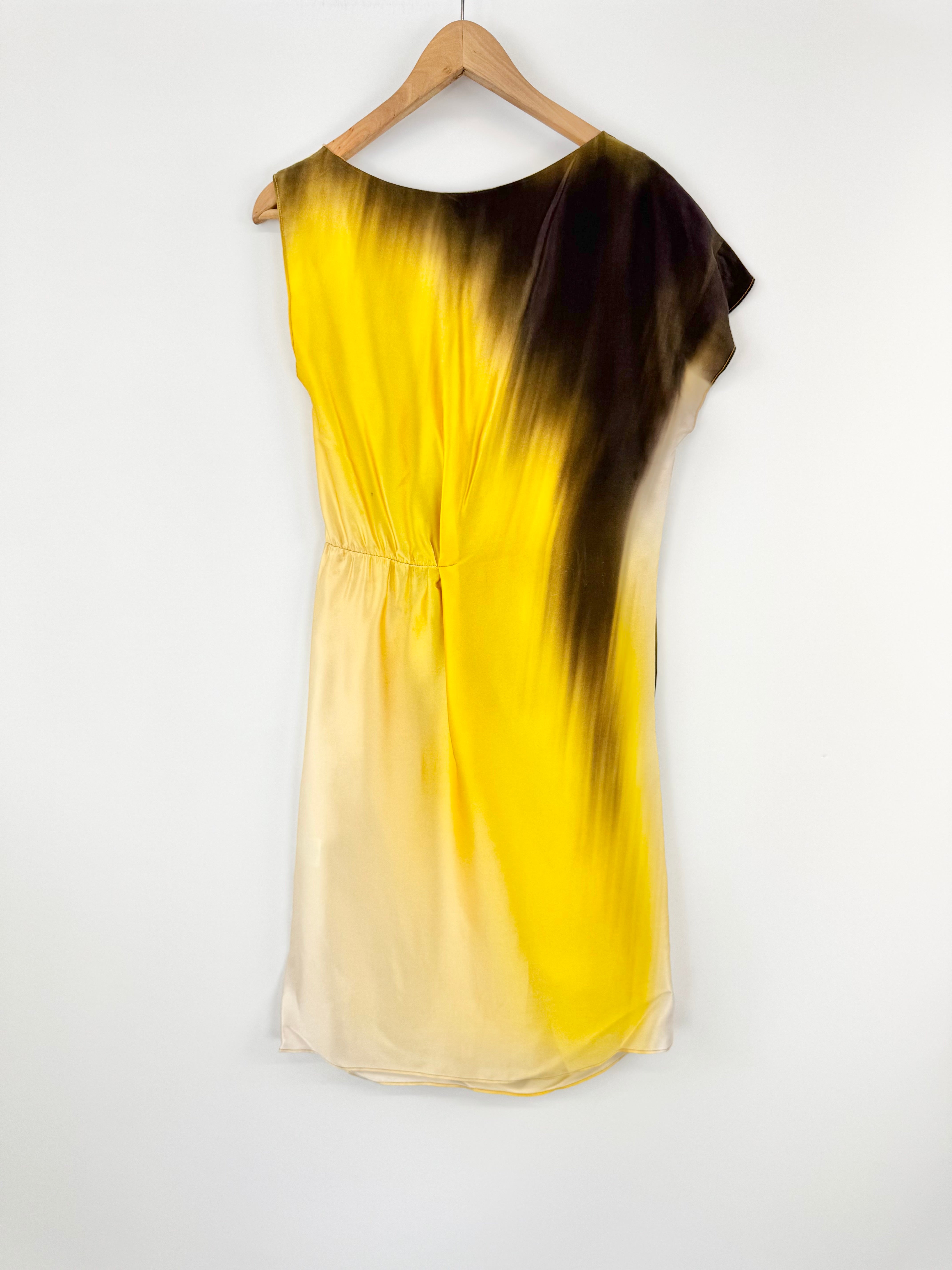 Thurley Yellow & Green Silk Sleeveless Midi Dress - AU8