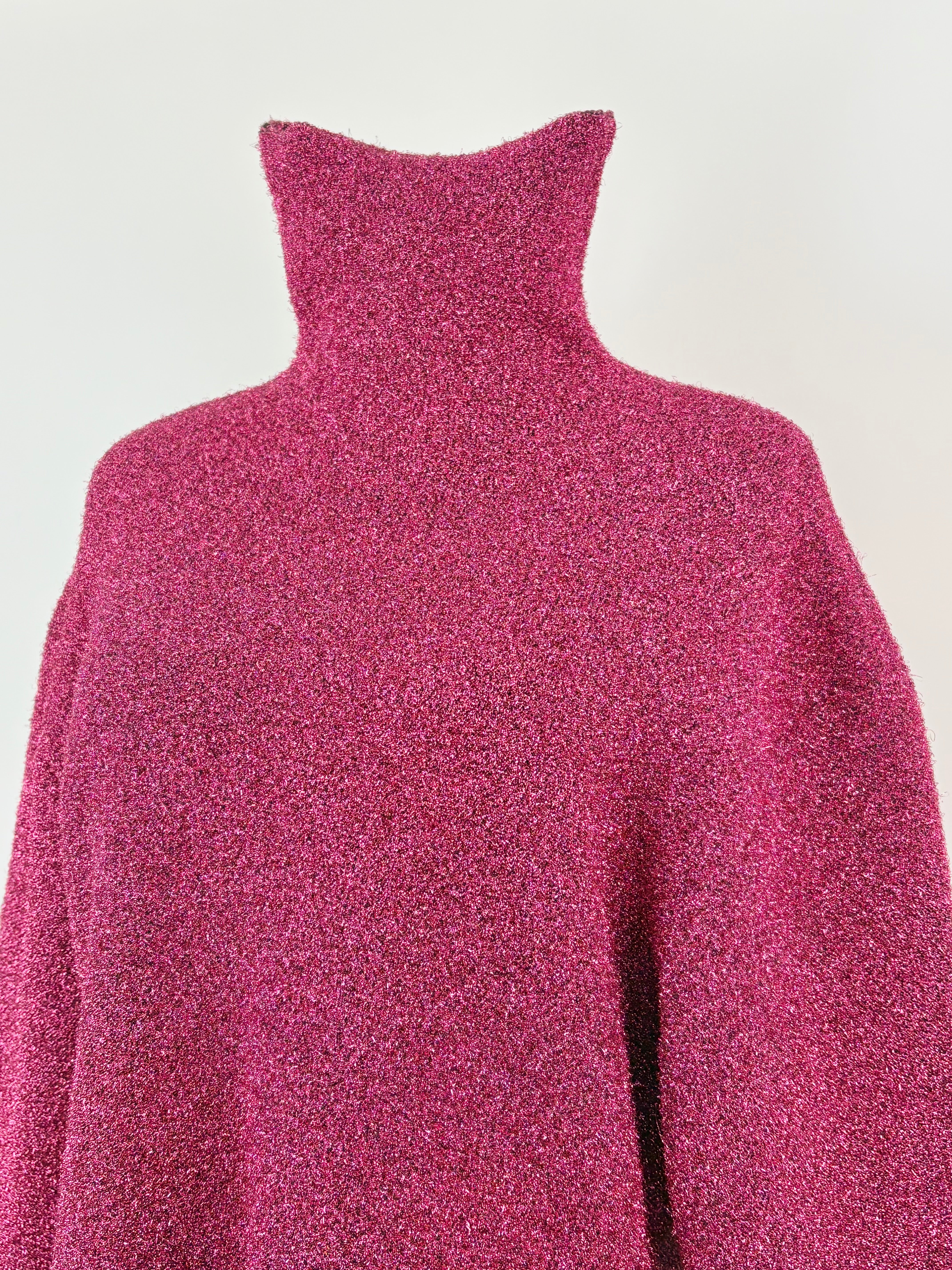 Balenciaga Raspberry Metallic-Glitter Asymmetric Sweater - AU6/8