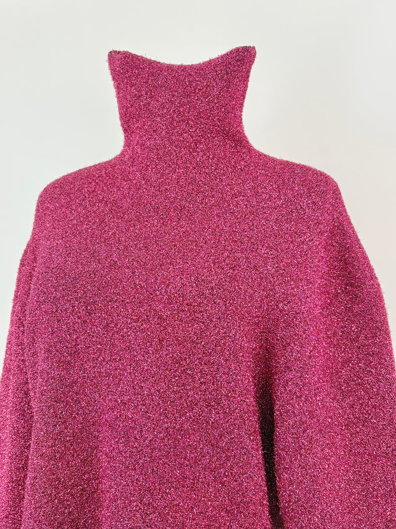 Balenciaga Raspberry Metallic-Glitter Asymmetric Sweater - AU6/8