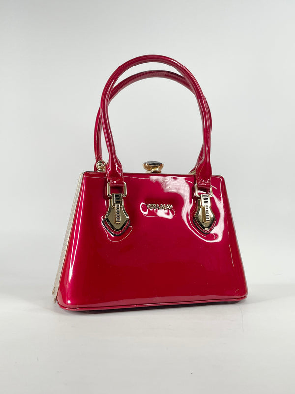 Vera May Scarlet Red Patent PU Handbag