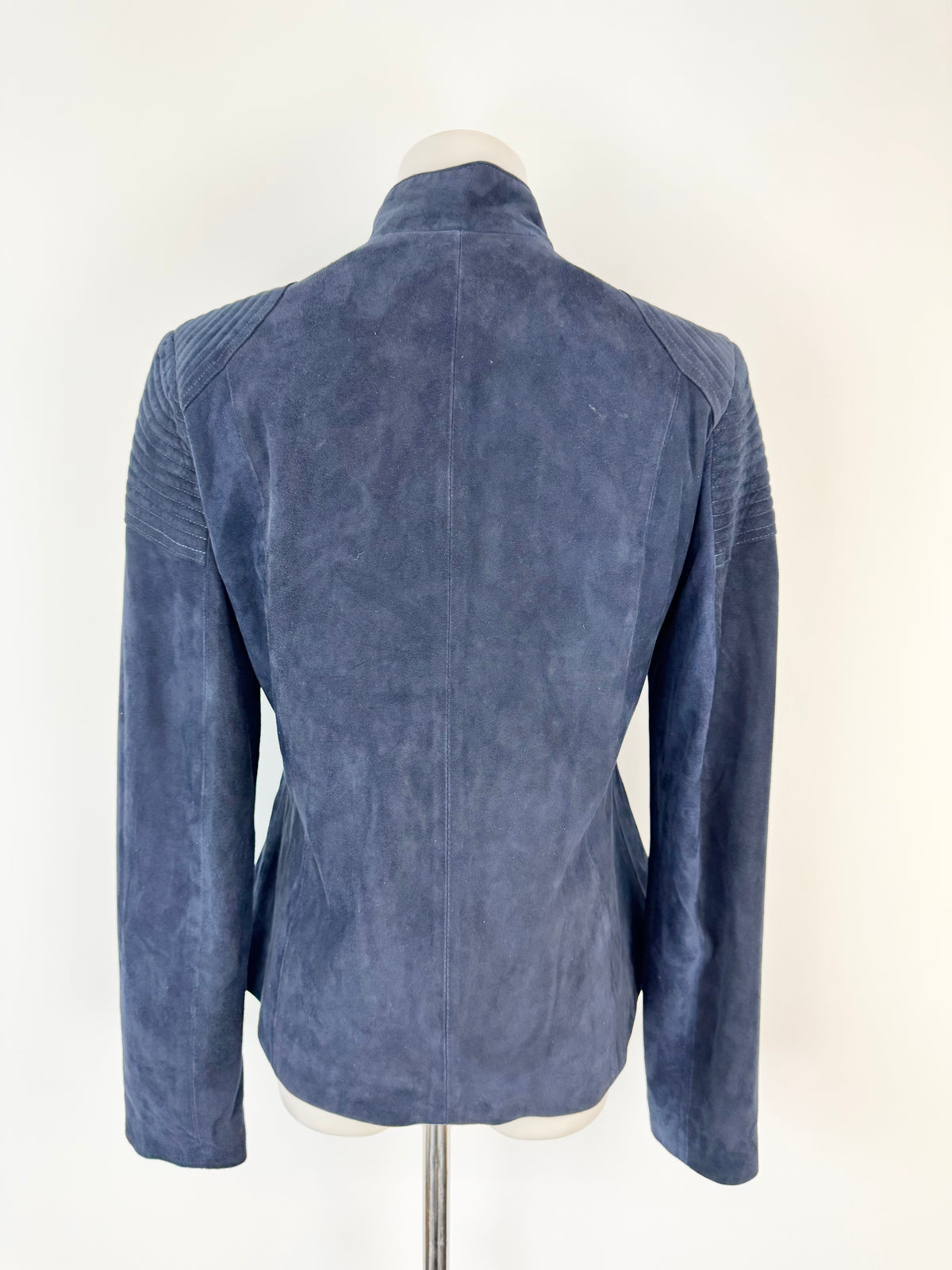 Navy Suede Fitted Jacket - AU12
