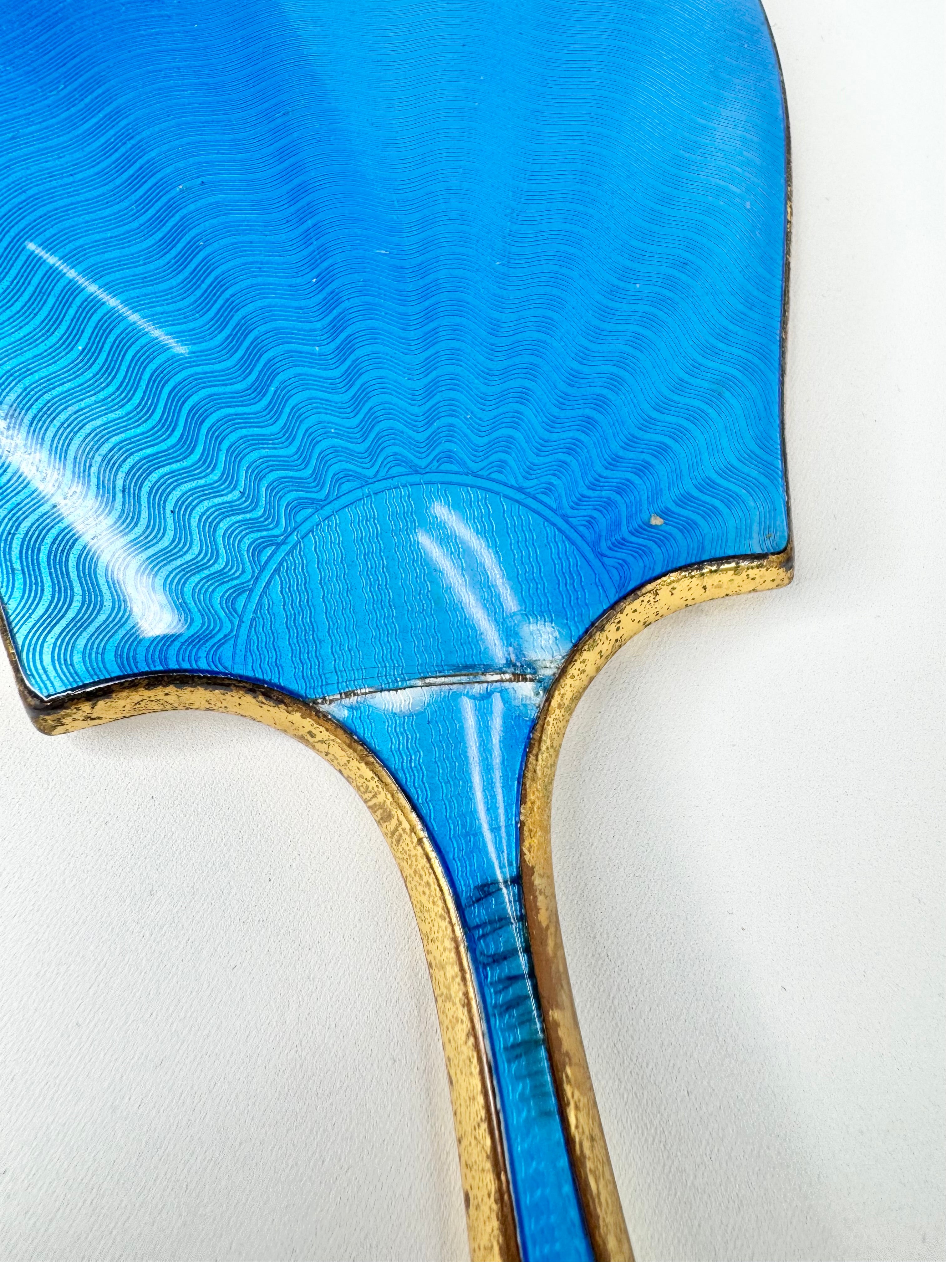 Vintage Art Deco Blue Guilloché Enamel Vanity Set