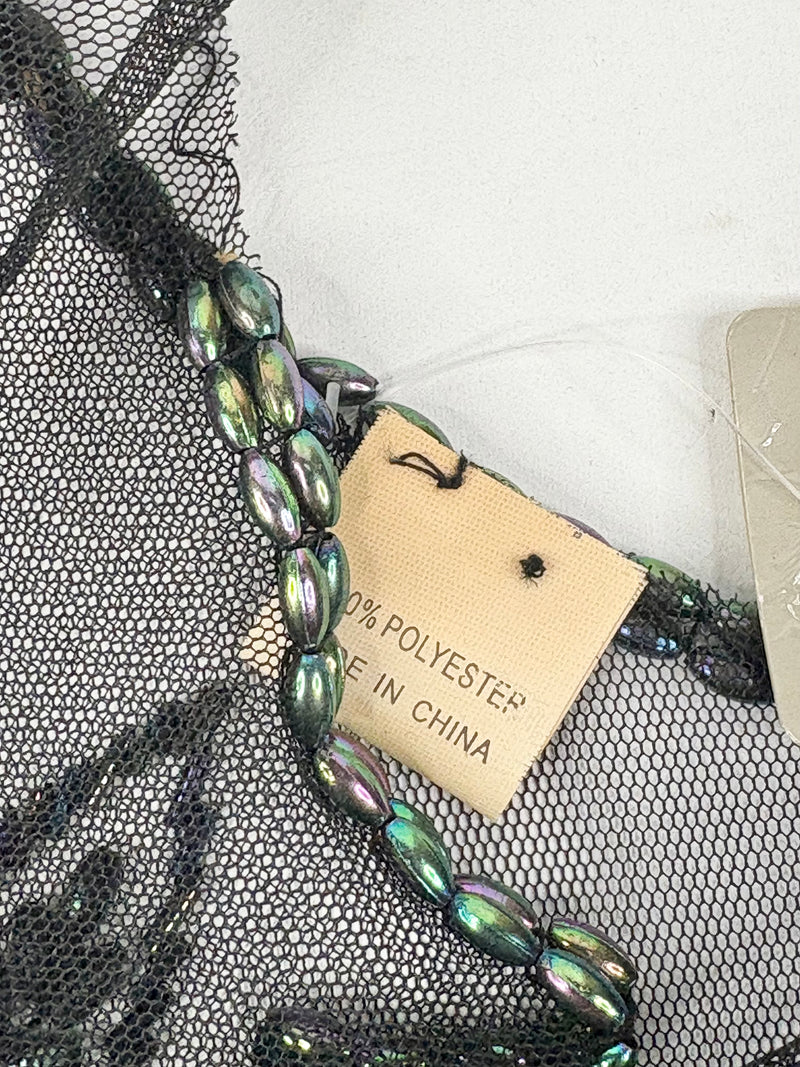 Vicsin Australia Vintage Black Mesh Embellished Mini Cape