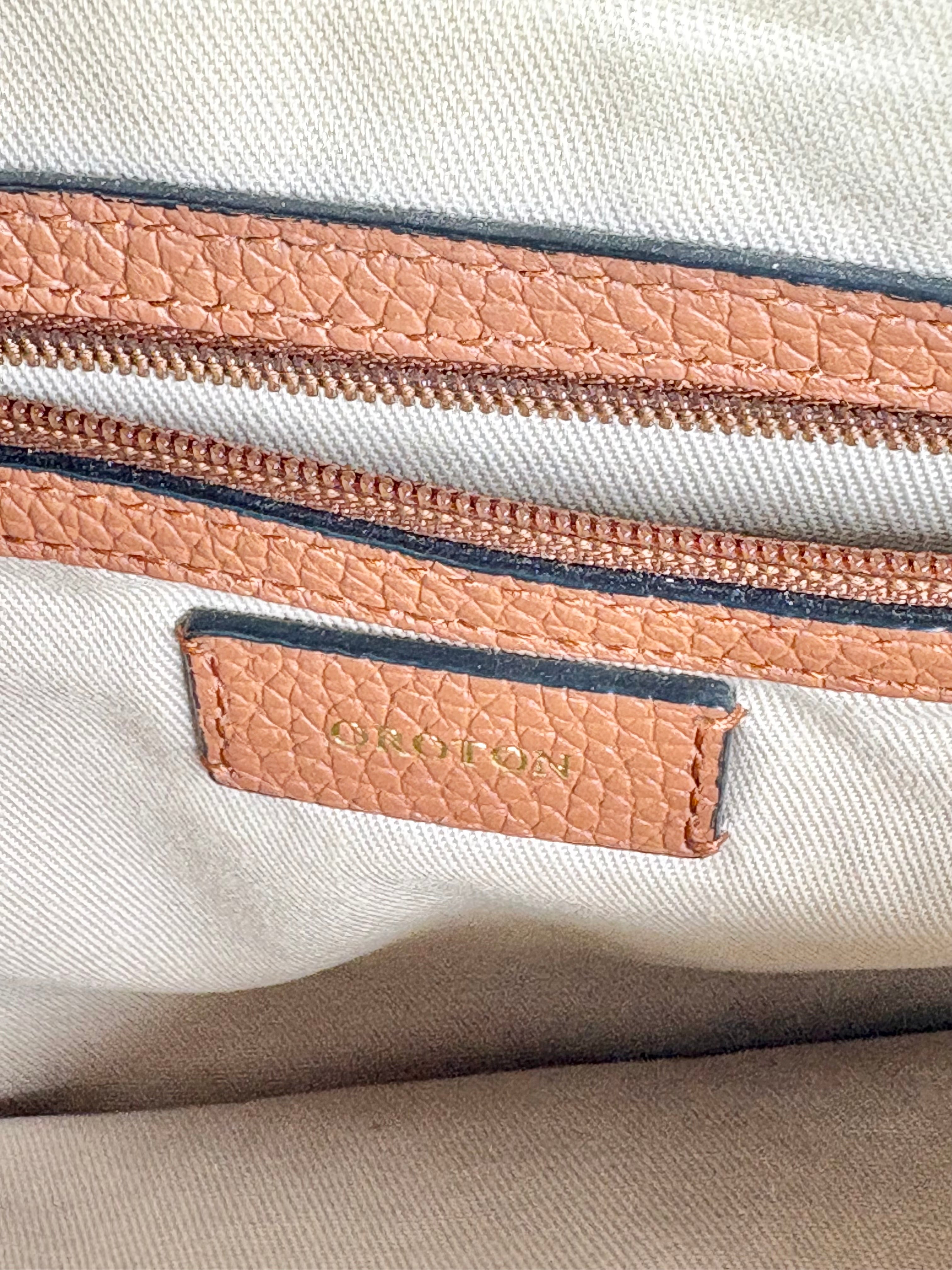 Oroton Chestnut Grained Leather Crossbody Bag