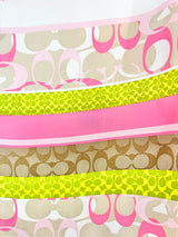 Coach Lime Green & Pink Monogram Scarf
