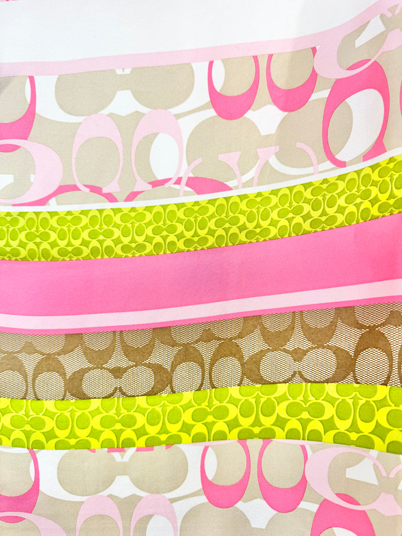 Coach Lime Green & Pink Monogram Scarf