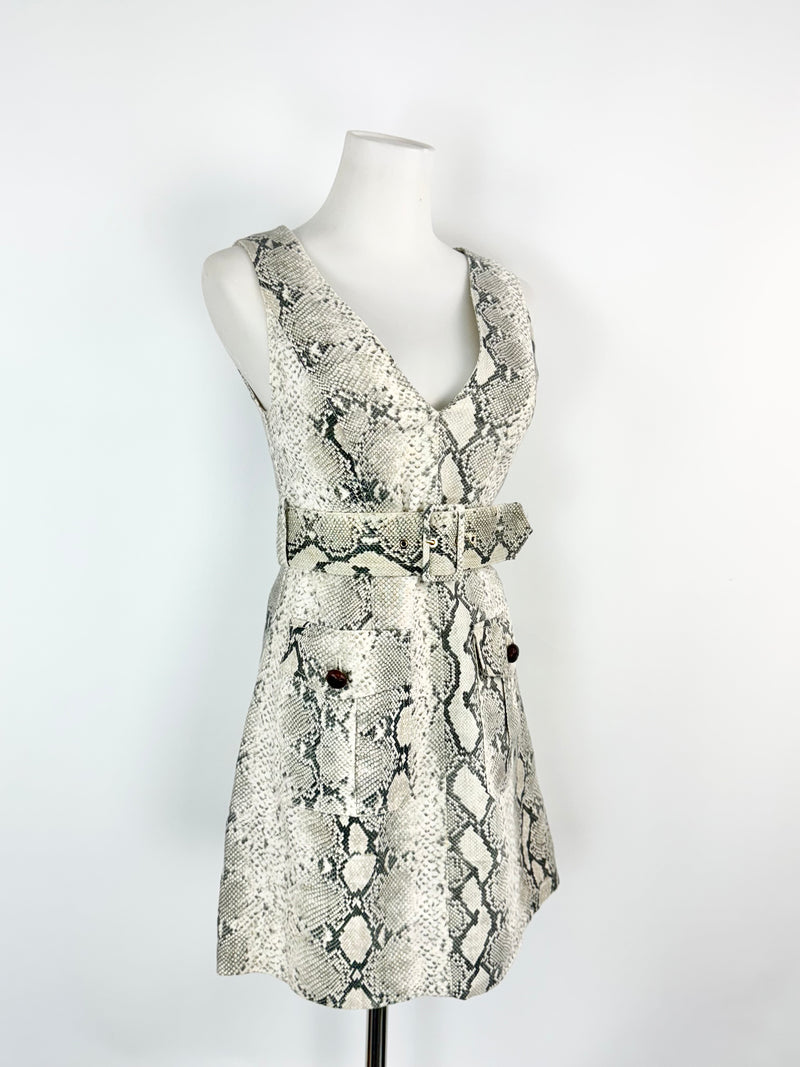 Zimmermann Grey Snakeskin Belted Mini Dress - AU6