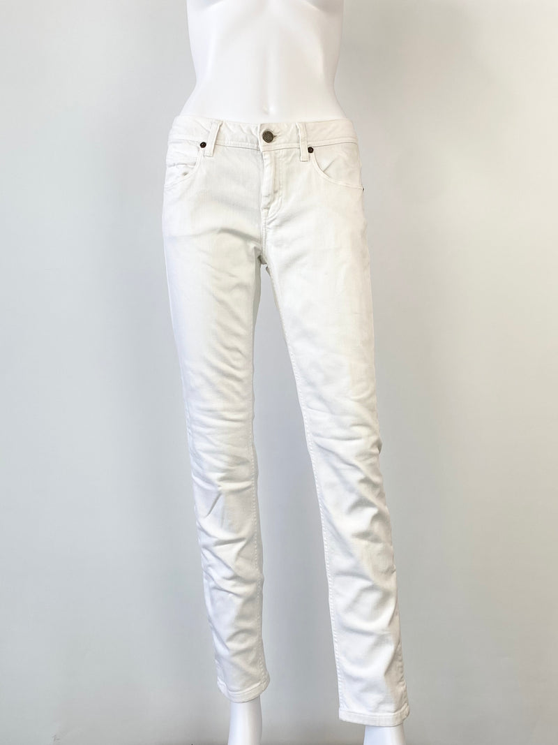 Burberry Brit Low Slung White Cotton Blend Jeans - 29