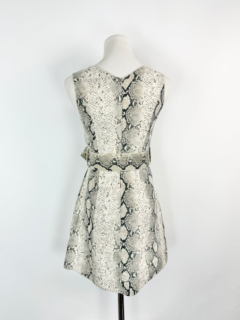 Zimmermann Grey Snakeskin Belted Mini Dress - AU6