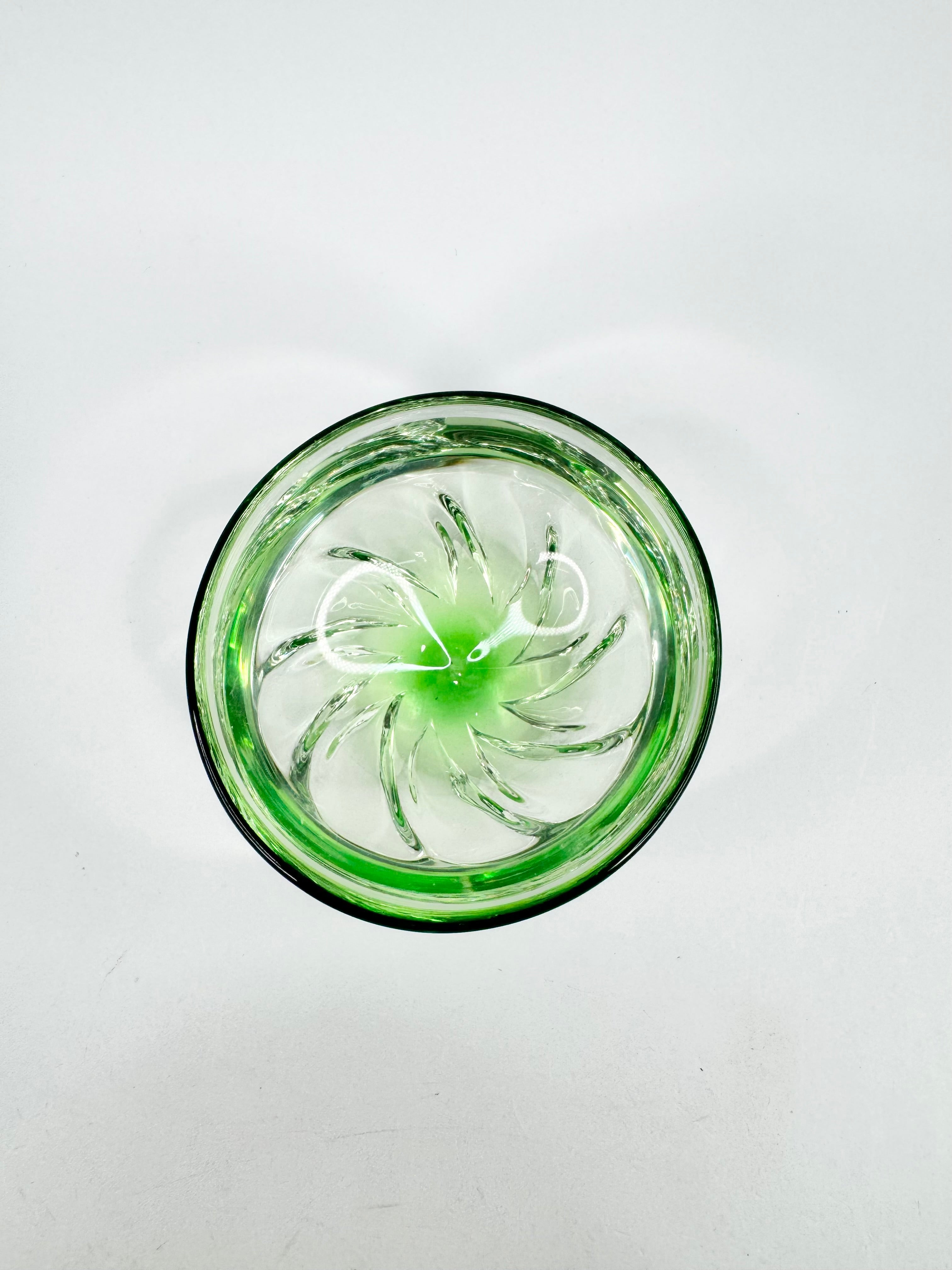 Orrefors Signed Eva Green Tinted Sculptured Art Glass Bowl