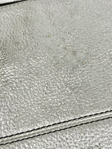 Oroton Metallic Silver Leather Clutch Bag