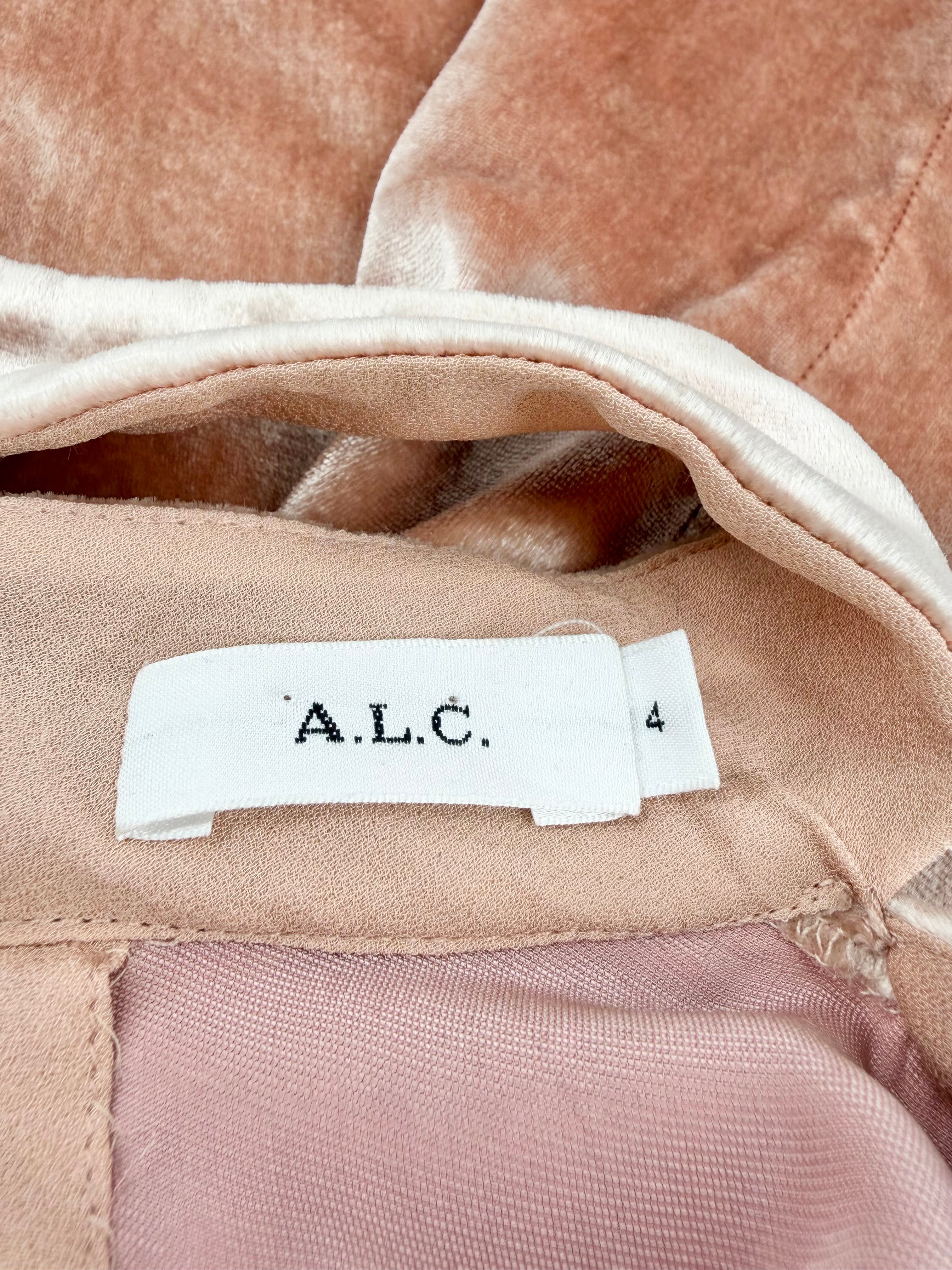 A.L.C Apricot Velvet V-Neck Top - AU12/14