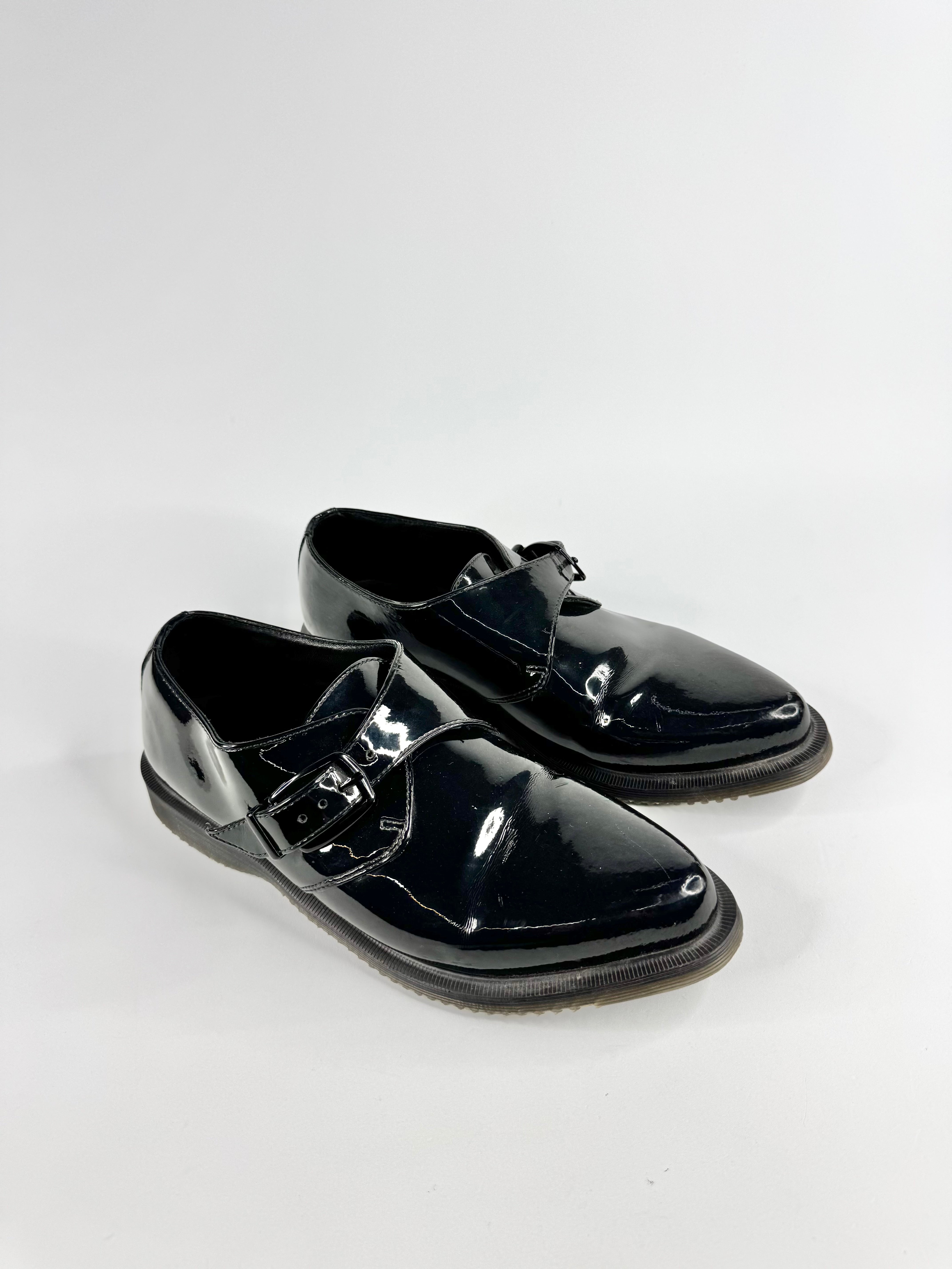 Dr. Martens Black Patent Leather 'Miller' Monk Strap Shoes - EU42