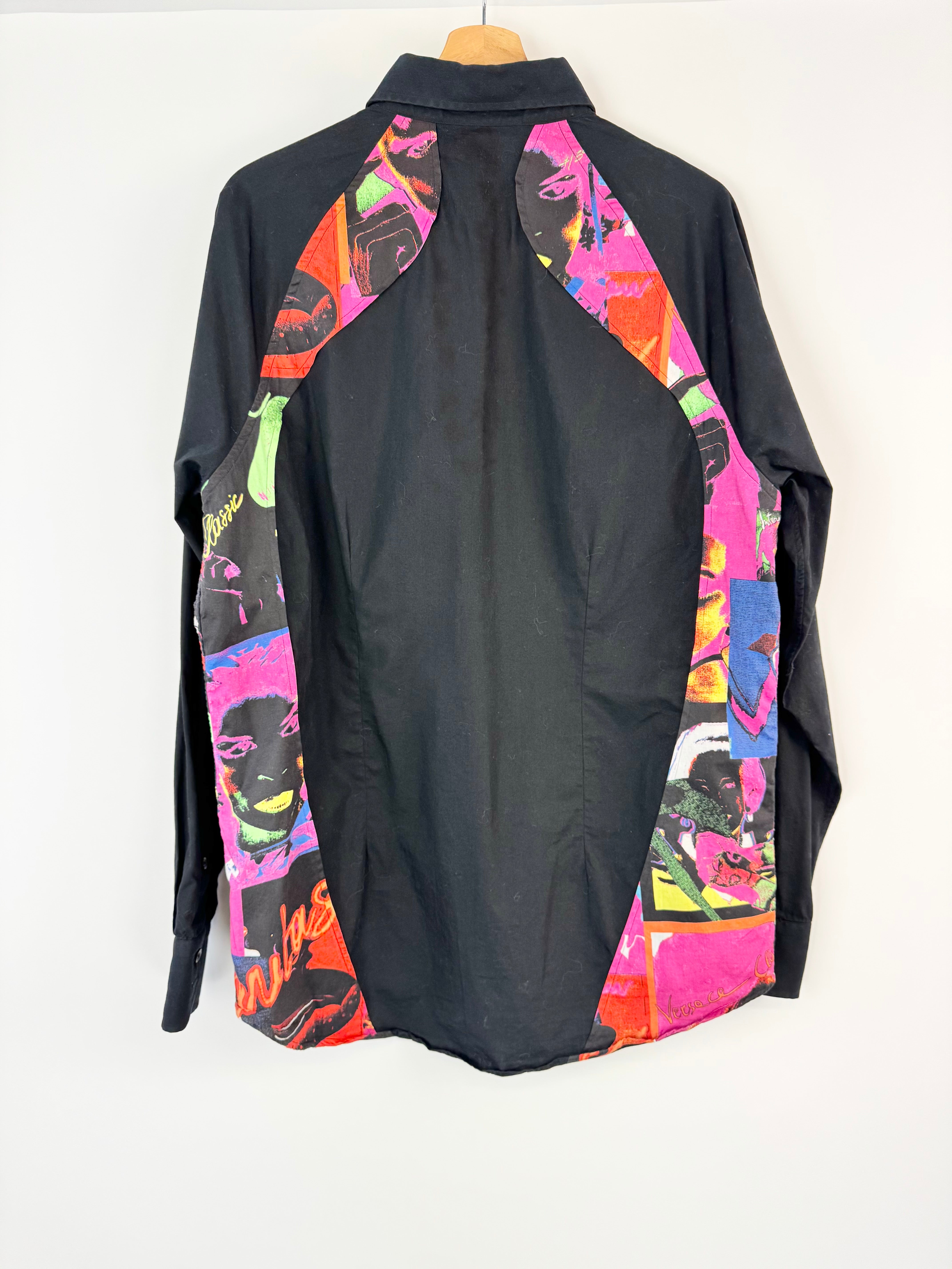 Vintage 90s Versace Classic Black & Mulicolour Shirt - 16.5/42