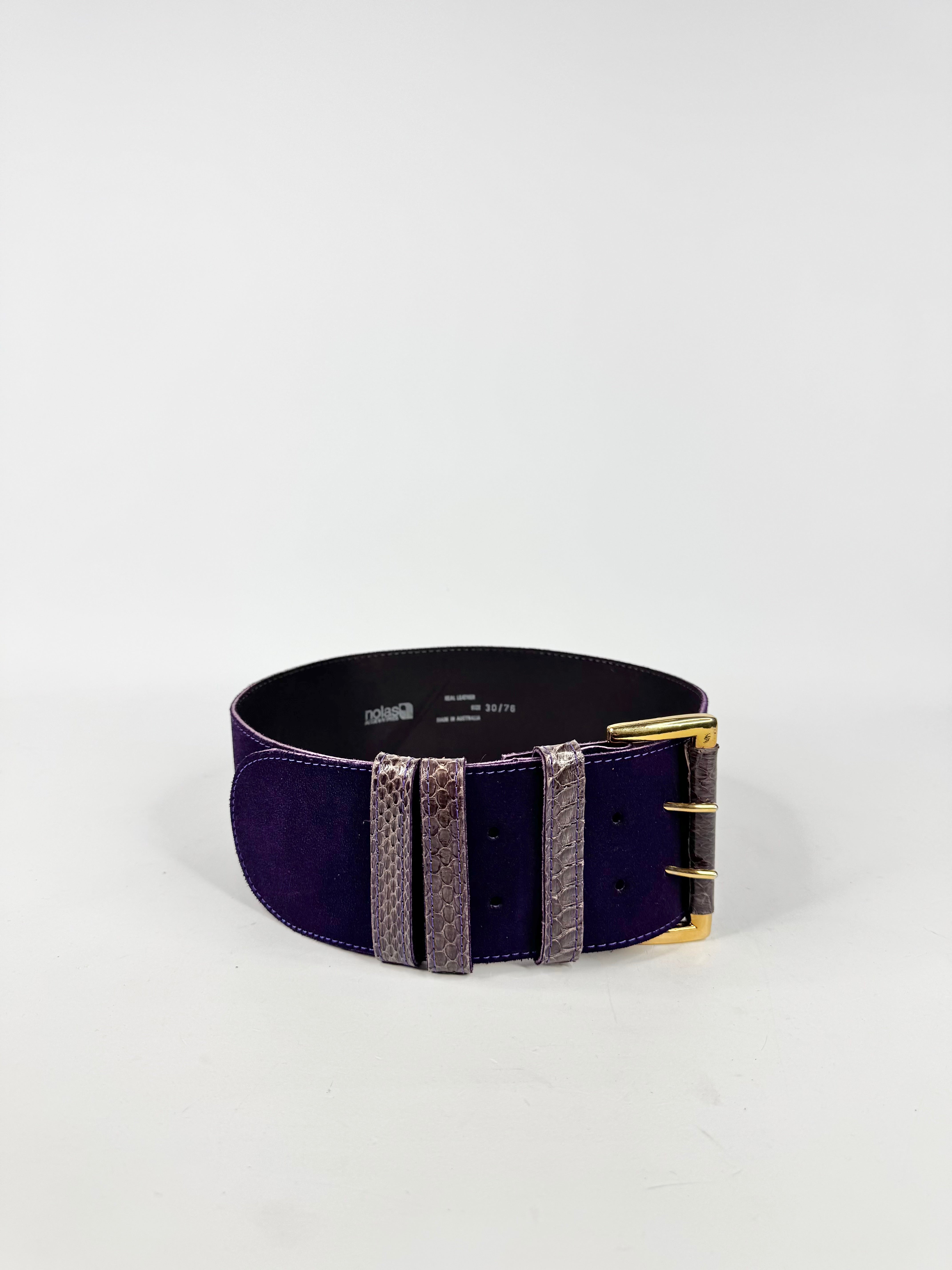 Nolas Indigo Suede Electric Blue Stitch Trim Waist Belt - 30/76