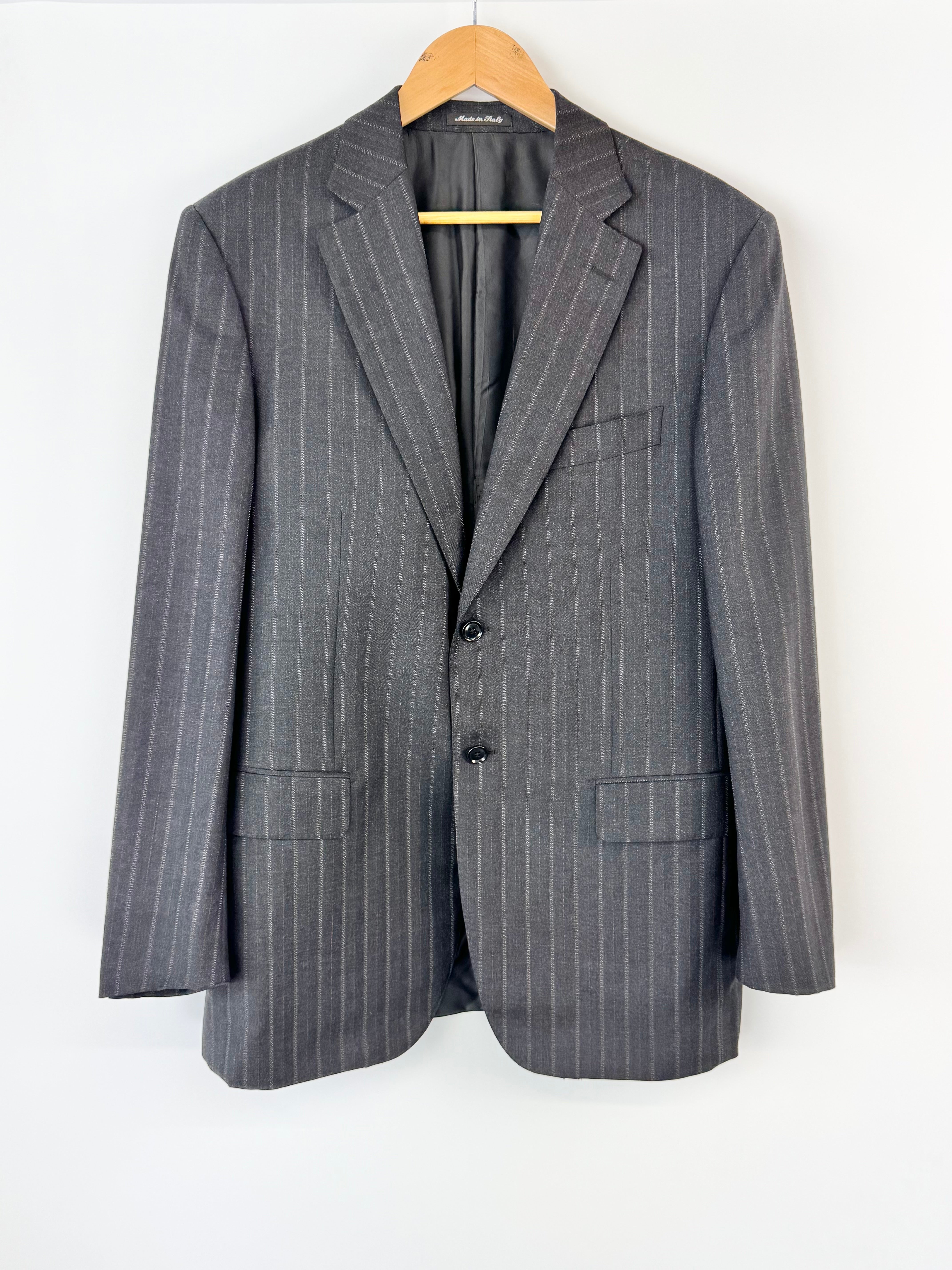 Pal Zileri Deep Grey Pinstriped Wool Blazer - L
