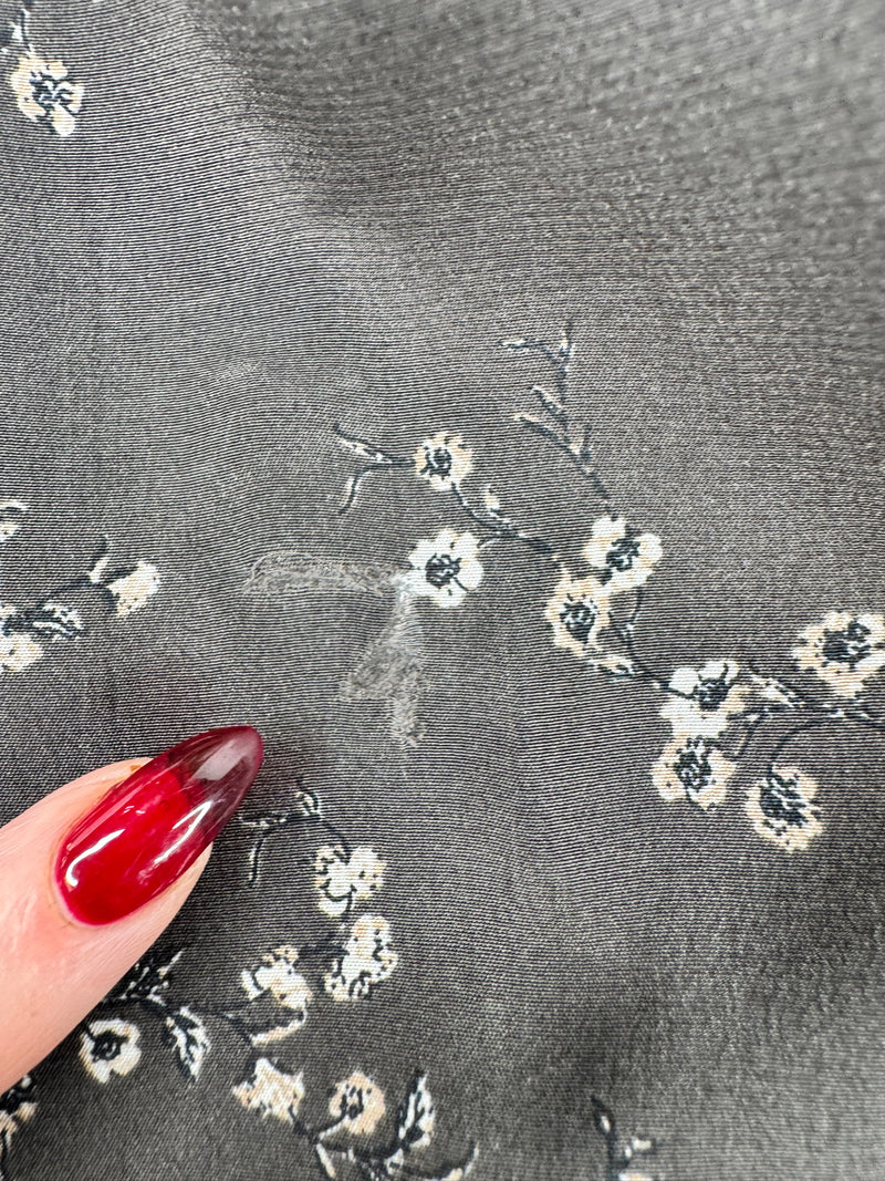 Zimmermann Charcoal Grey Blossom Patterned Pussy Bow Blouse - AU10