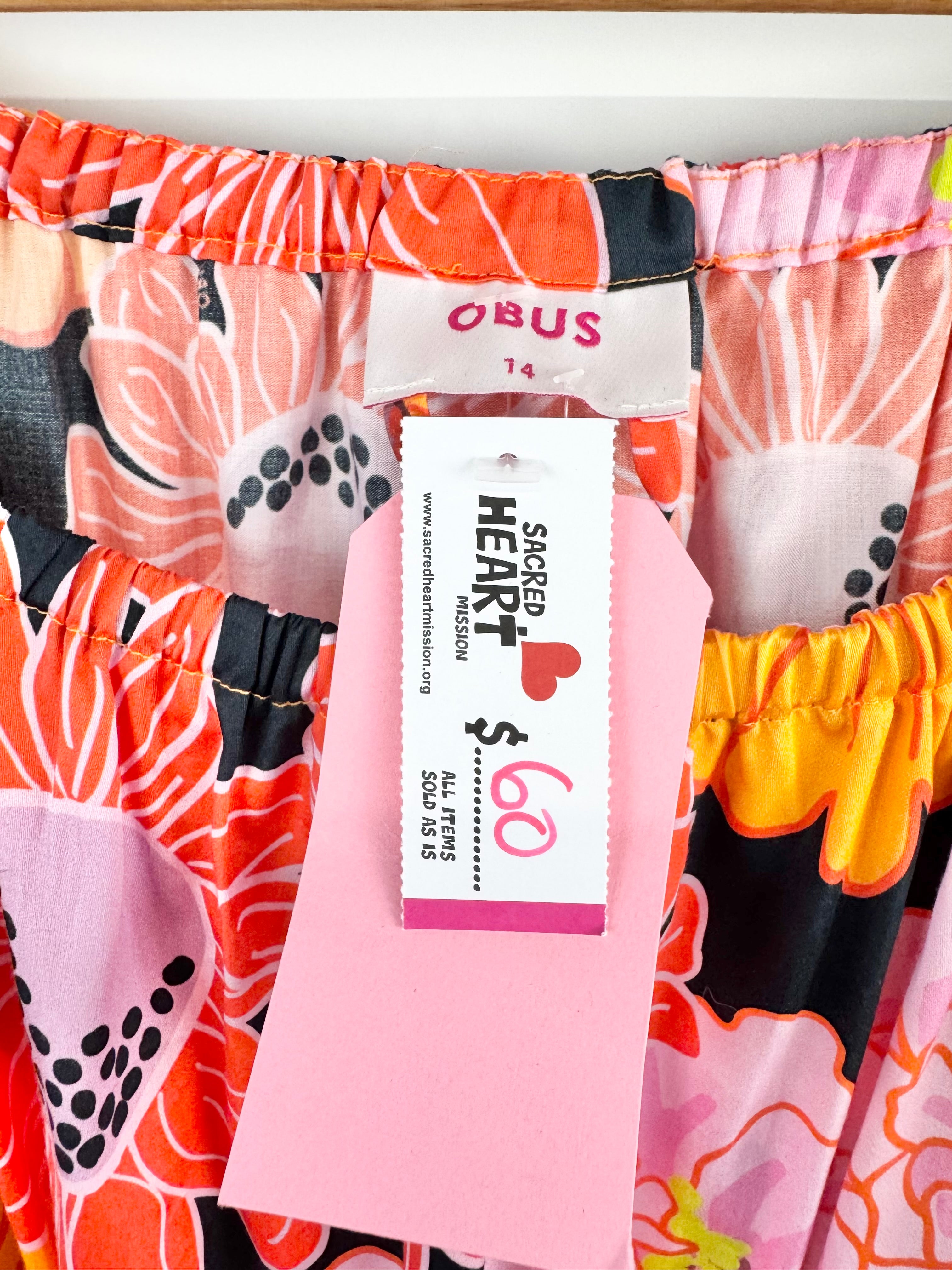 Obus Black & Pink Retro Floral Maxi Dress - AU14