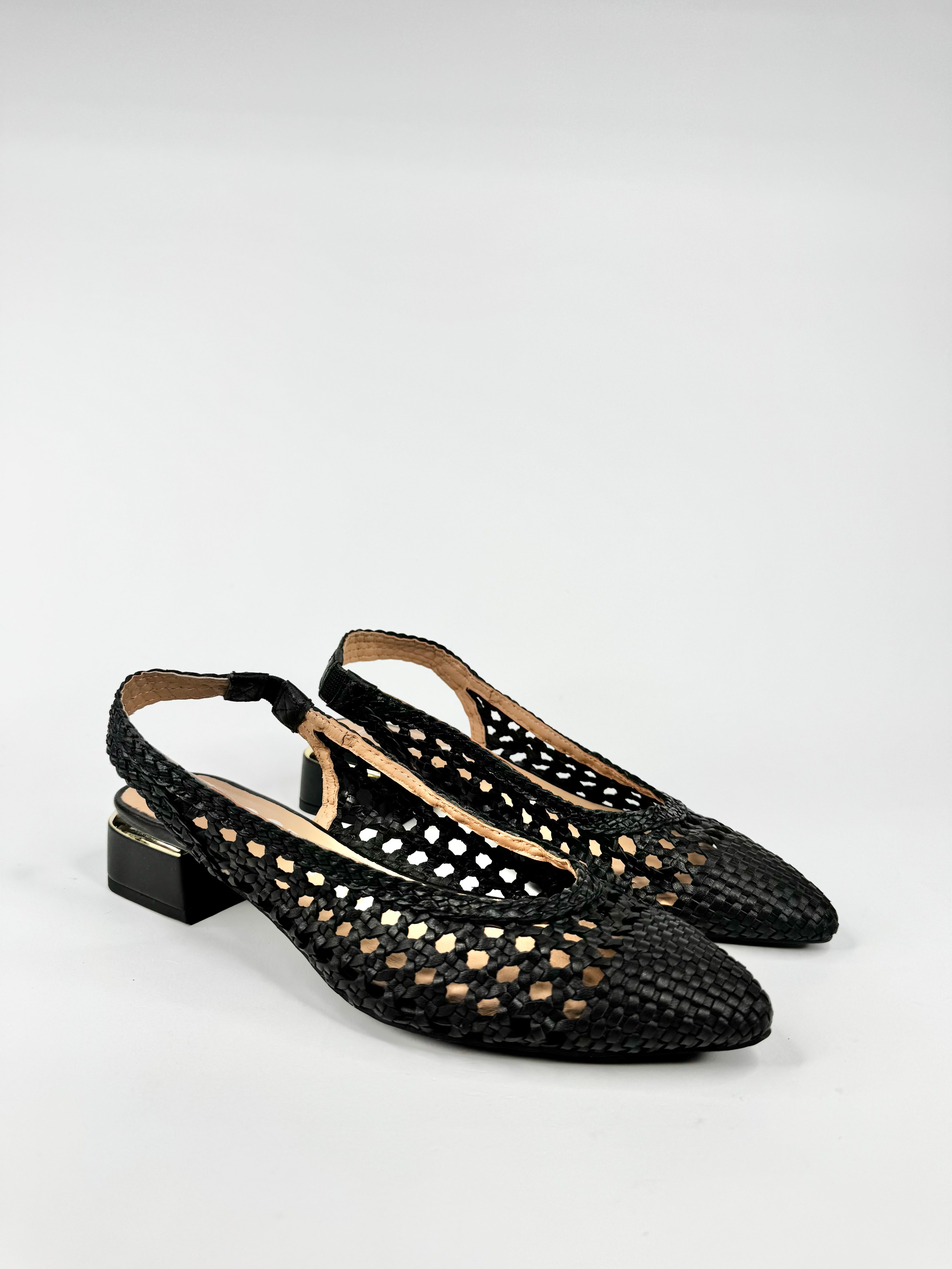 Gioseppo Black Woven Pointed Toe Flats - EU38