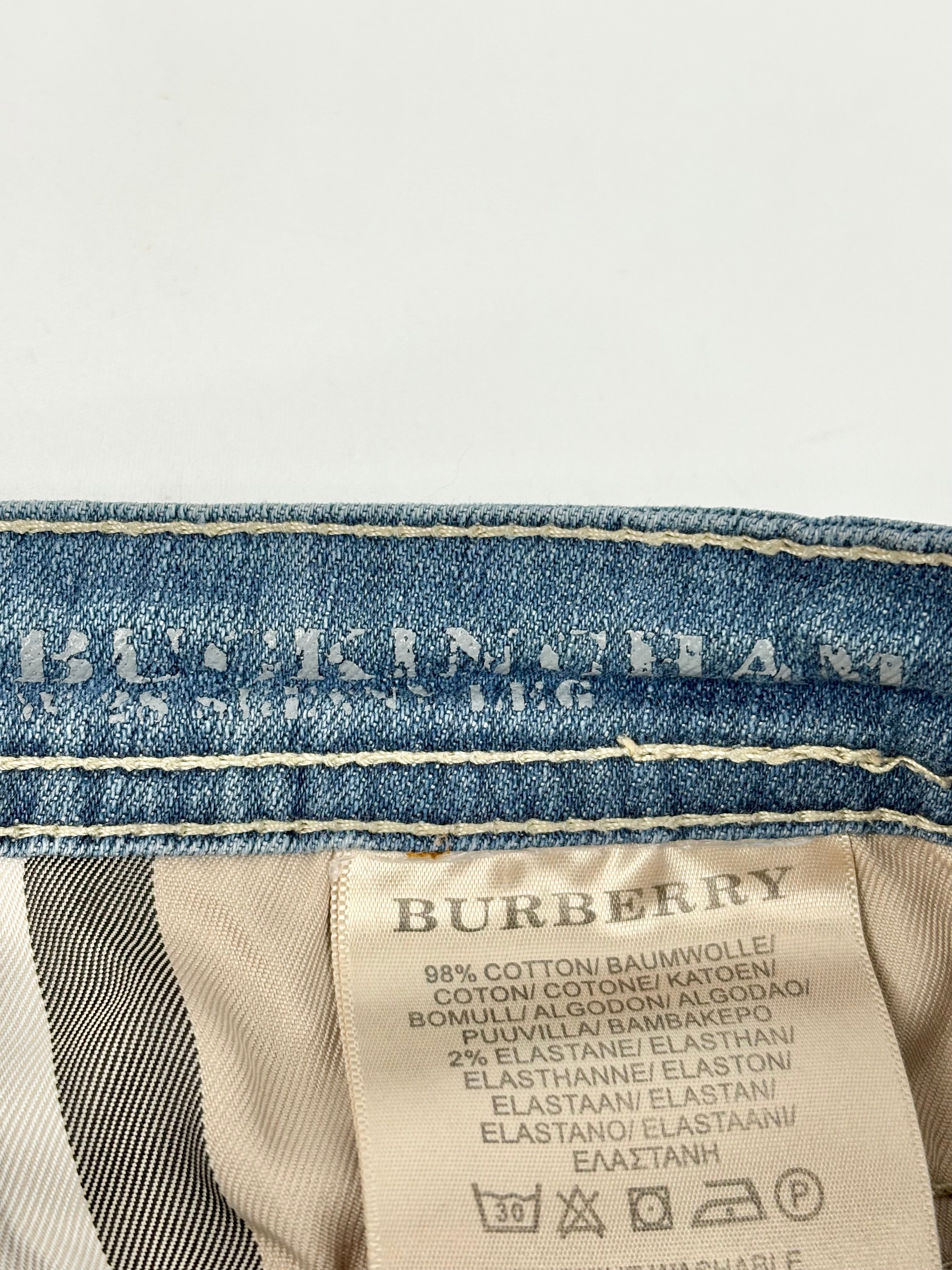 Burberry Brit Blue Wash Buckingham Skinny Leg Jeans - W28